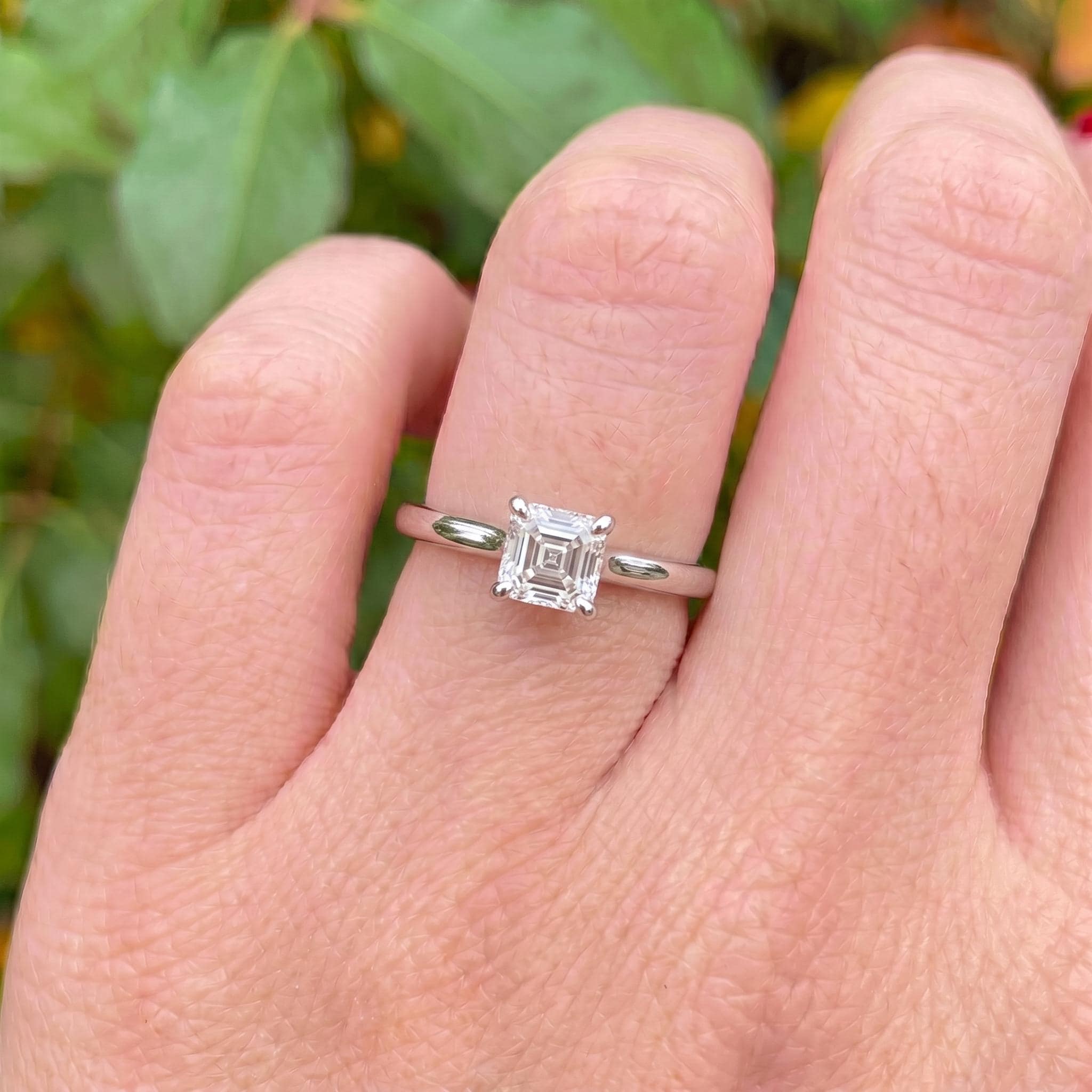 Asscher Cut Diamond Solitaire Engagement Ring | Classic Cathedral Set Proposal Ring | Timeless Anniversary Gift for Her