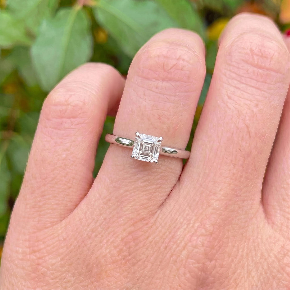 Asscher Cut Diamond Solitaire Engagement Ring | Classic Cathedral Set Proposal Ring | Timeless Anniversary Gift for Her