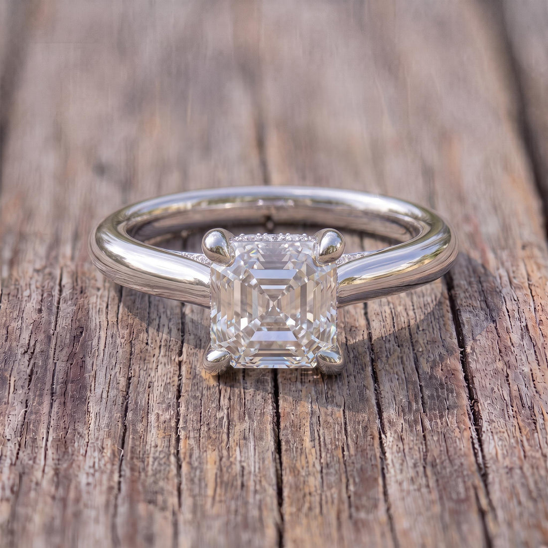 Asscher Cut Diamond Solitaire Engagement Ring | Classic Cathedral Set Proposal Ring | Timeless Anniversary Gift for Her