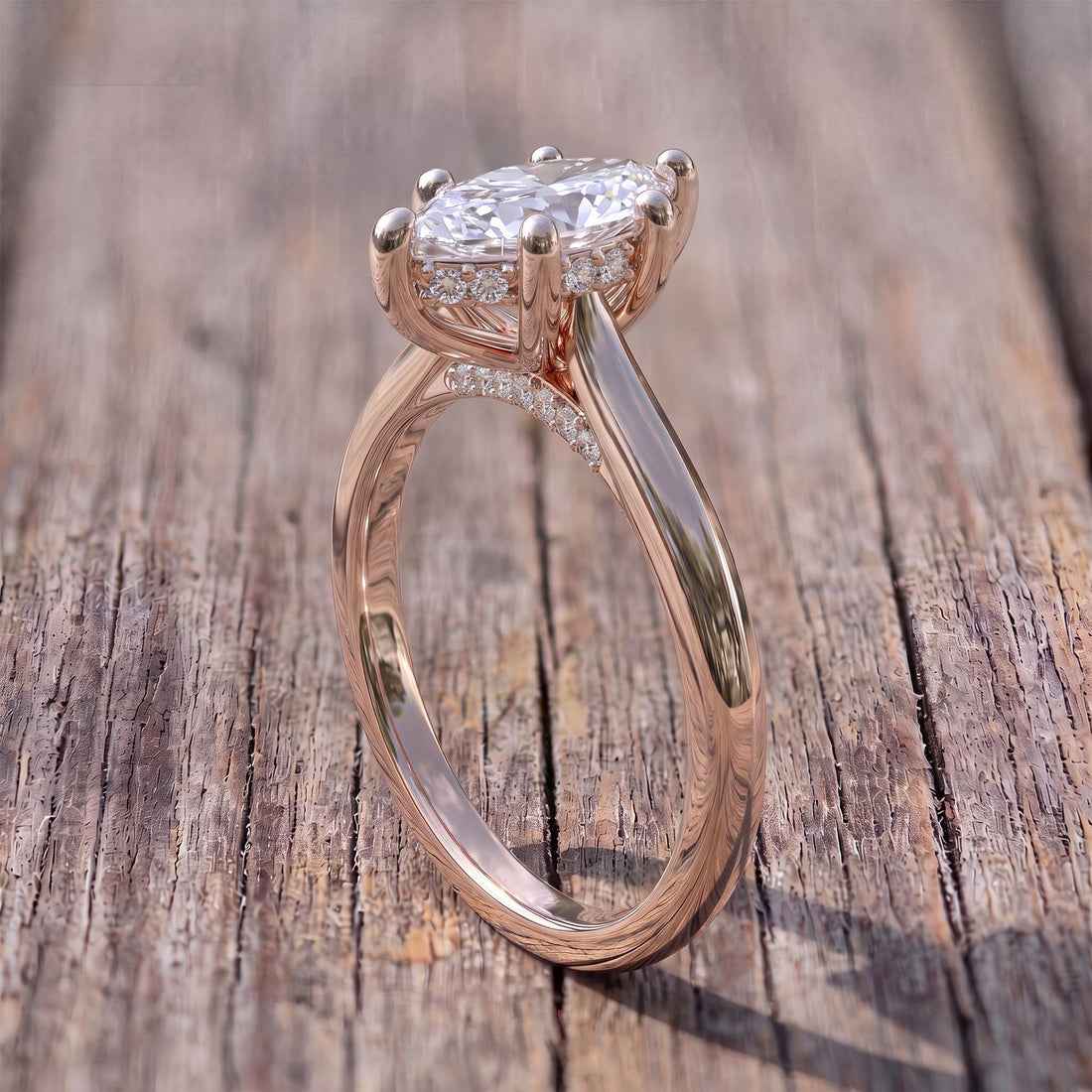 Elegant Marquise Diamond Solitaire Ring | Unique Bubble Prong Engagement Ring | 14K Gold Promise Ring | Anniversary Gift