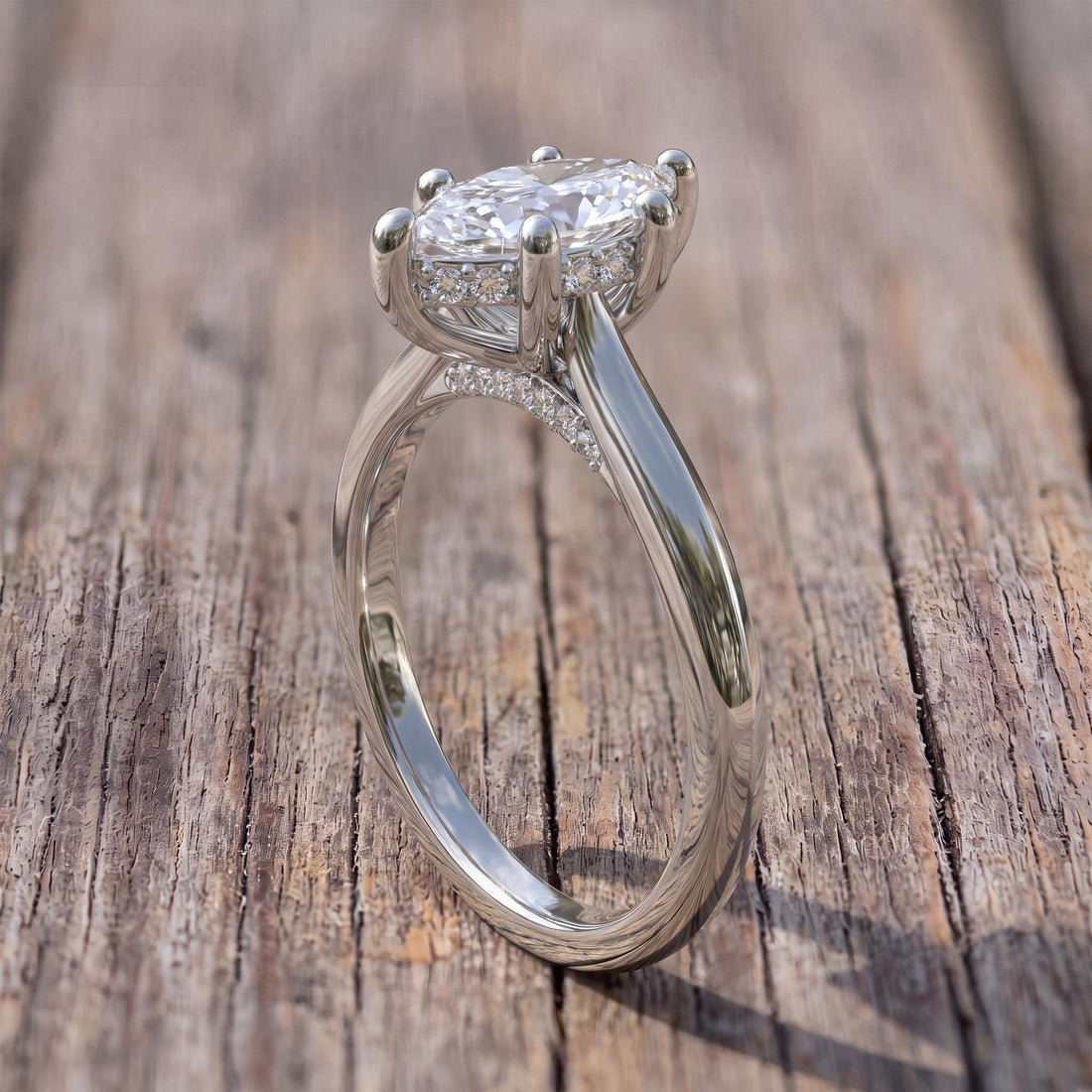 Elegant Marquise Diamond Solitaire Ring | Unique Bubble Prong Engagement Ring | 14K Gold Promise Ring | Anniversary Gift