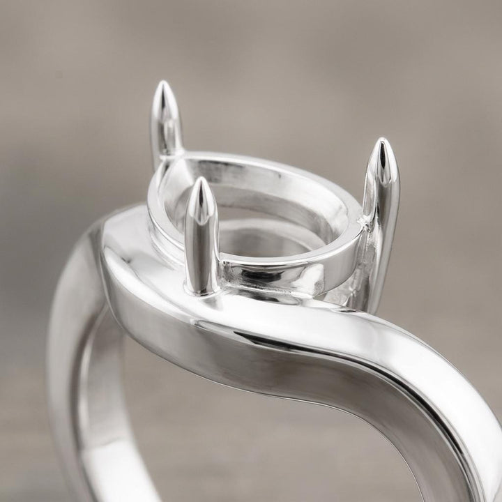 Pear Semi Mount Ring Setting 8x6mm, 925 Sterling Silver East West Bypass Ring Mount, 3 Prong Empty Setting for DIY