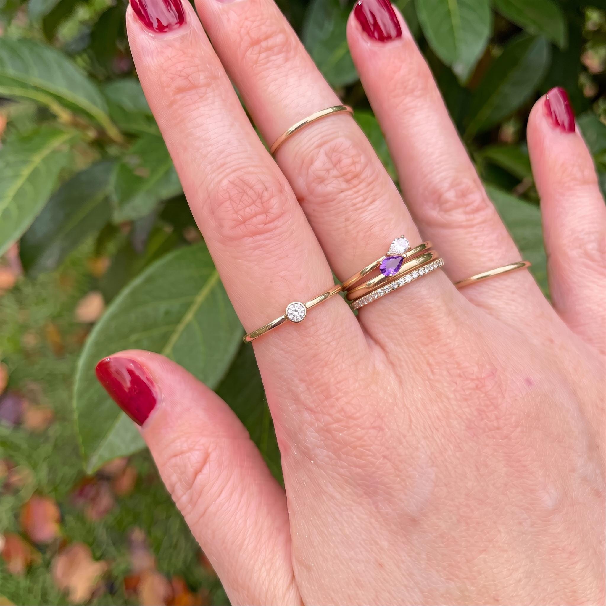 Delicate Two Pear Diamond Bypass Ring, Dainty Promise Ring, Unique Toi et Moi Engagement Ring, Anniversary Gift for Her