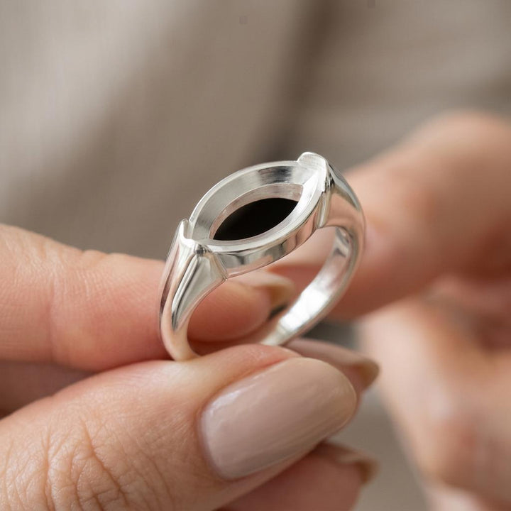 Marquise Semi Mount Ring Setting 10x5mm, 925 Sterling Silver East West Bezel Ring Mount, Empty Smooth Bezel Setting for DIY