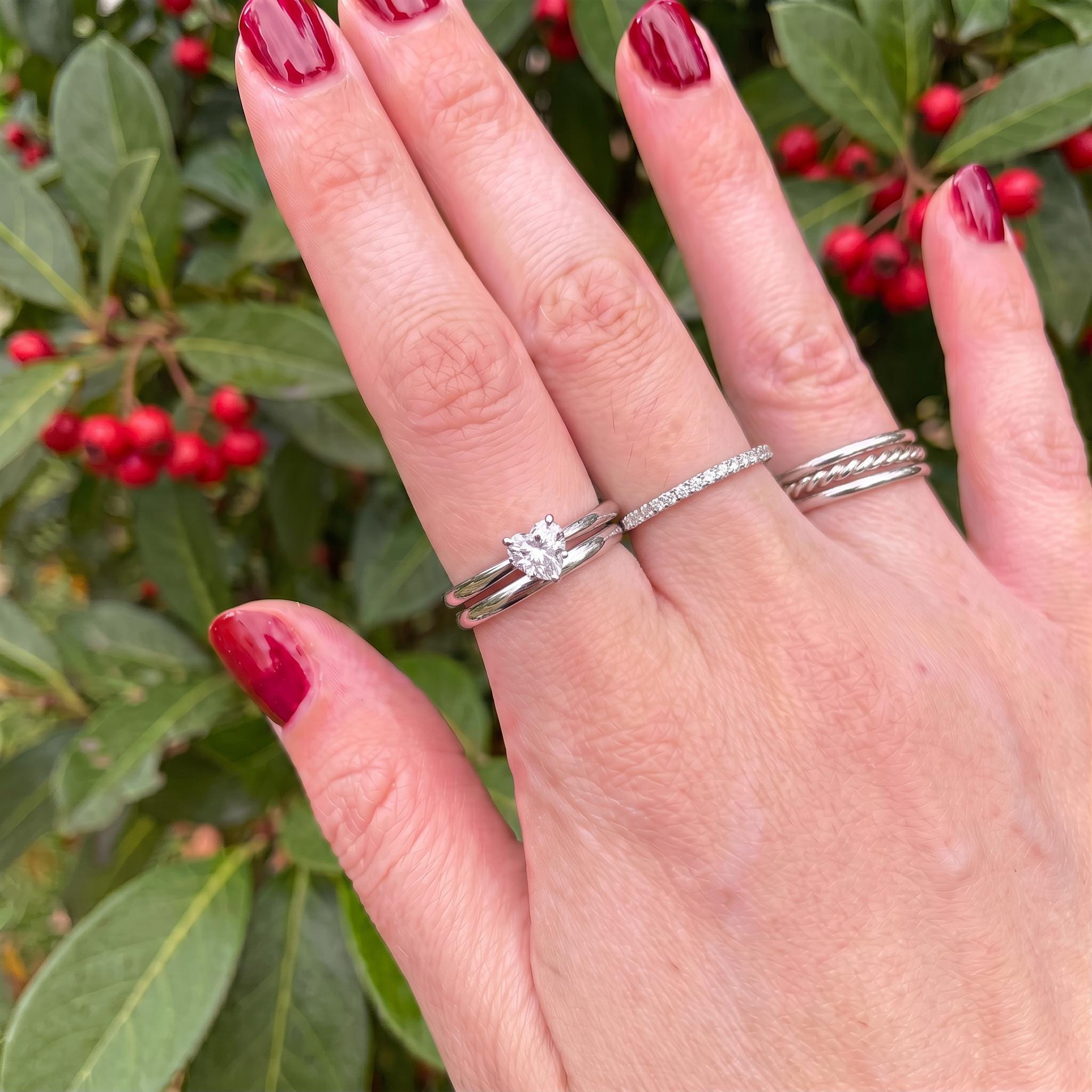 Heart Shaped Diamond Engagement Ring, Solitaire Promise Ring, Dainty Anniversary Gift for Her, Unique Wedding Proposal Jewelry
