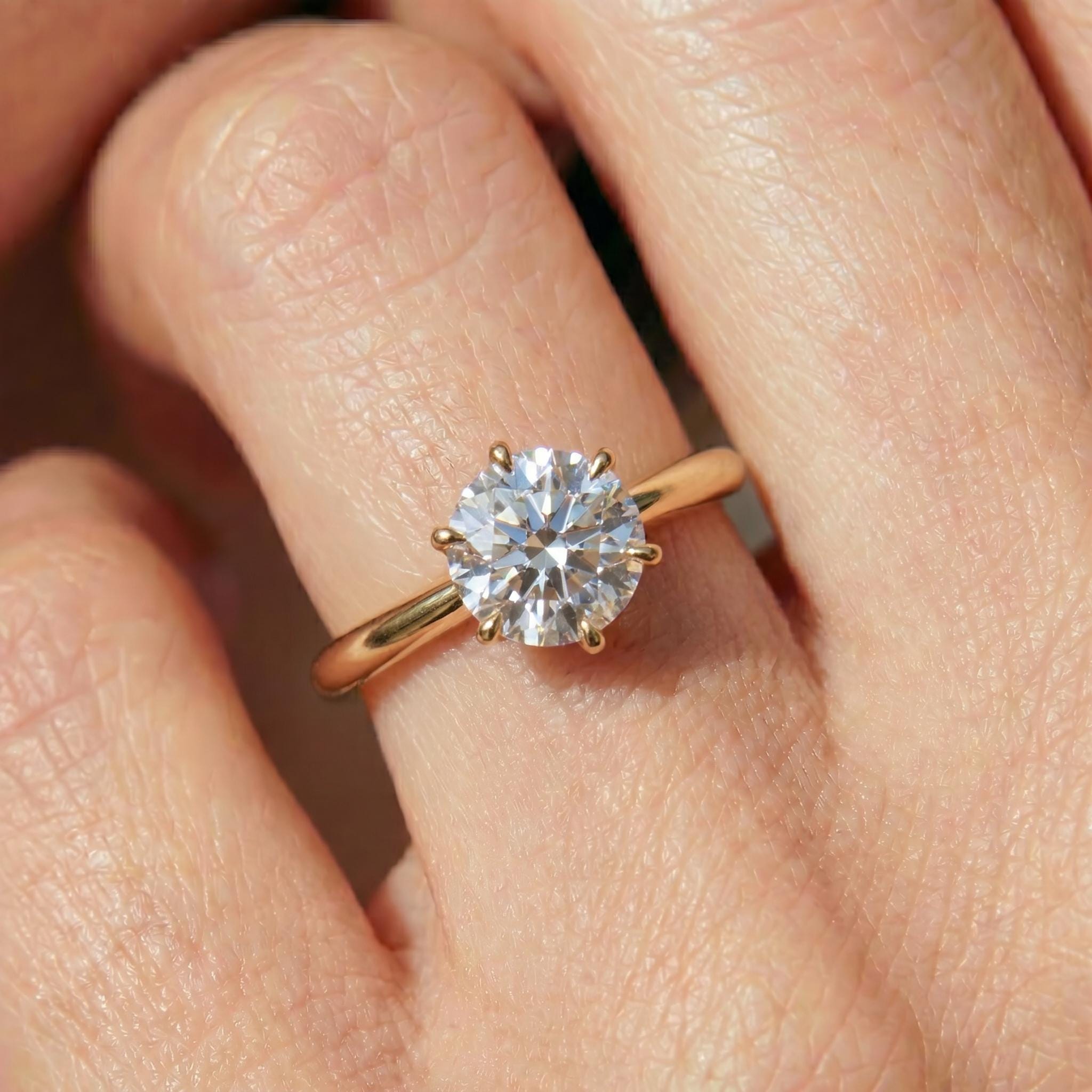 Moissanite Solitaire Engagement Ring | Round Brilliant Moissanite Promise Ring | Timeless Wedding Anniversary Ring Gift for Her