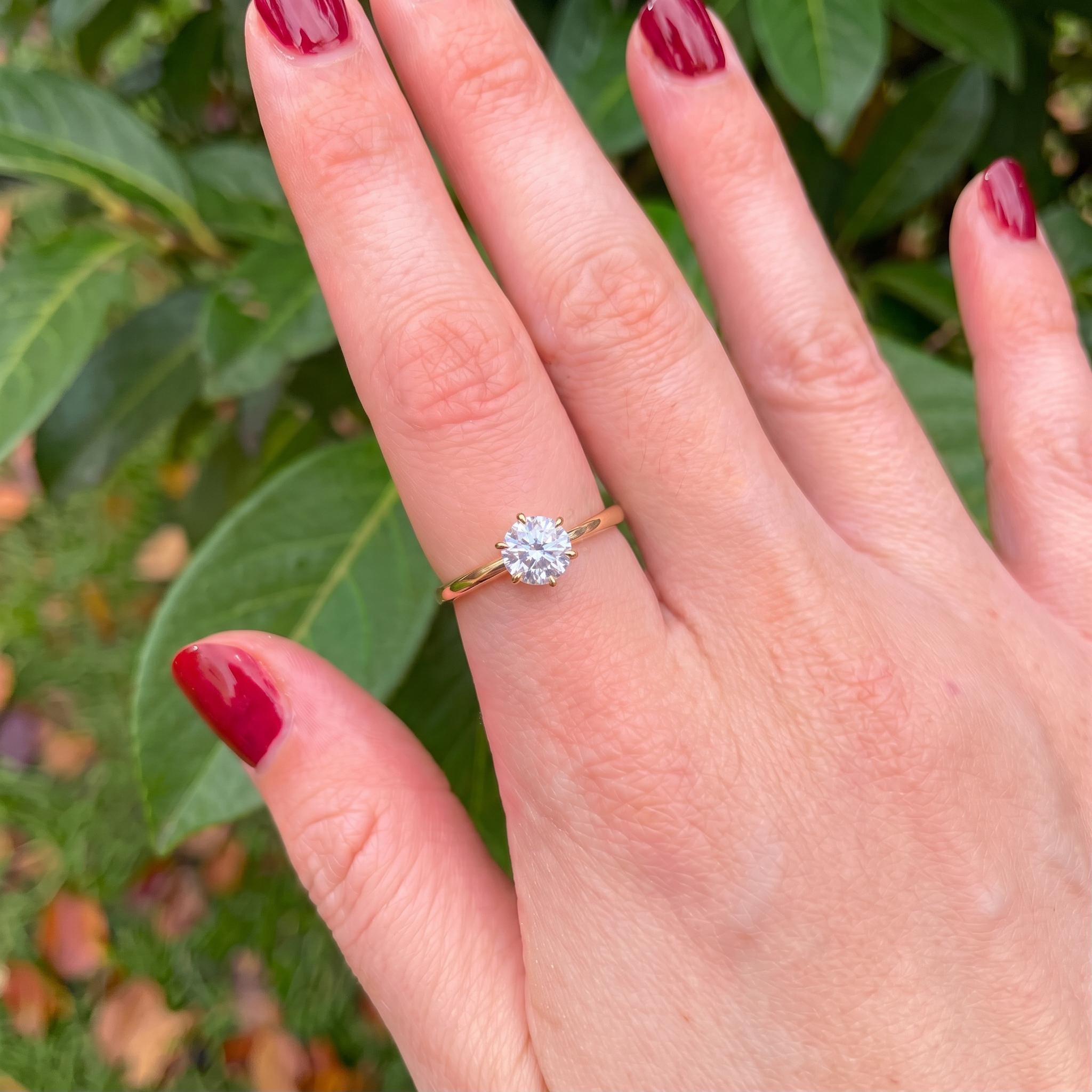 Moissanite Solitaire Engagement Ring | Round Brilliant Moissanite Promise Ring | Timeless Wedding Anniversary Ring Gift for Her
