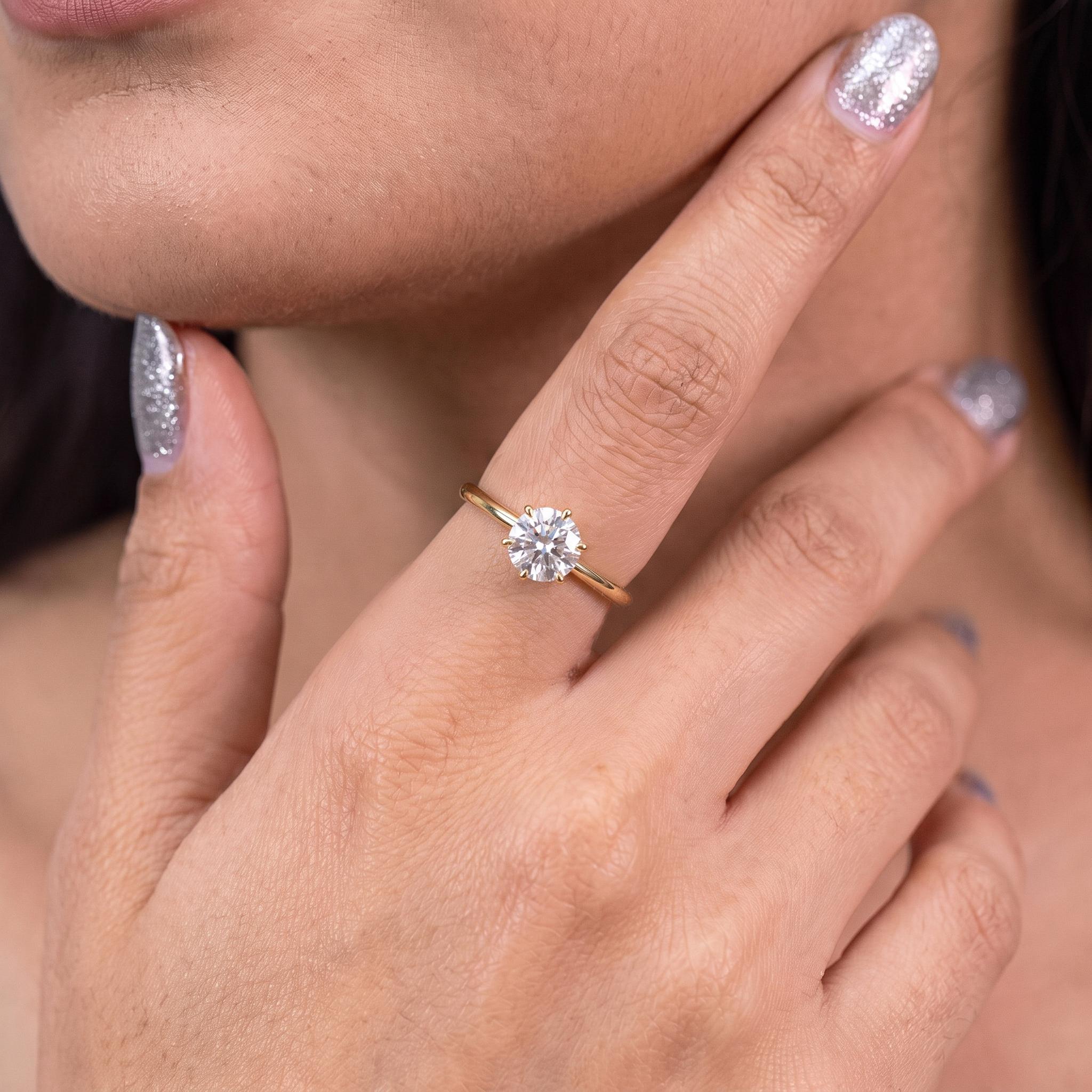 Moissanite Solitaire Engagement Ring | Round Brilliant Moissanite Promise Ring | Timeless Wedding Anniversary Ring Gift for Her