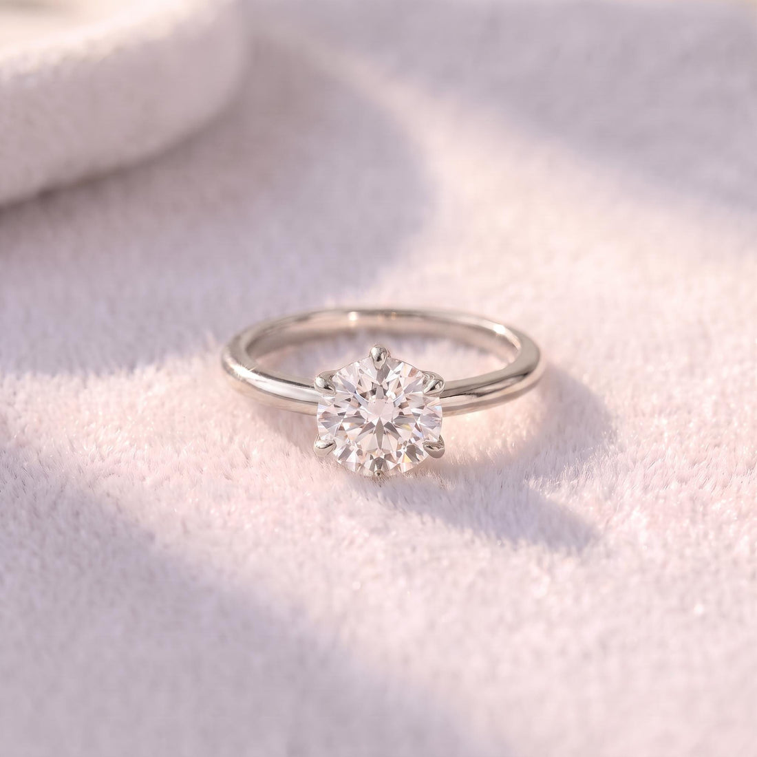 Moissanite Solitaire Engagement Ring | Round Brilliant Moissanite Promise Ring | Timeless Wedding Anniversary Ring Gift for Her