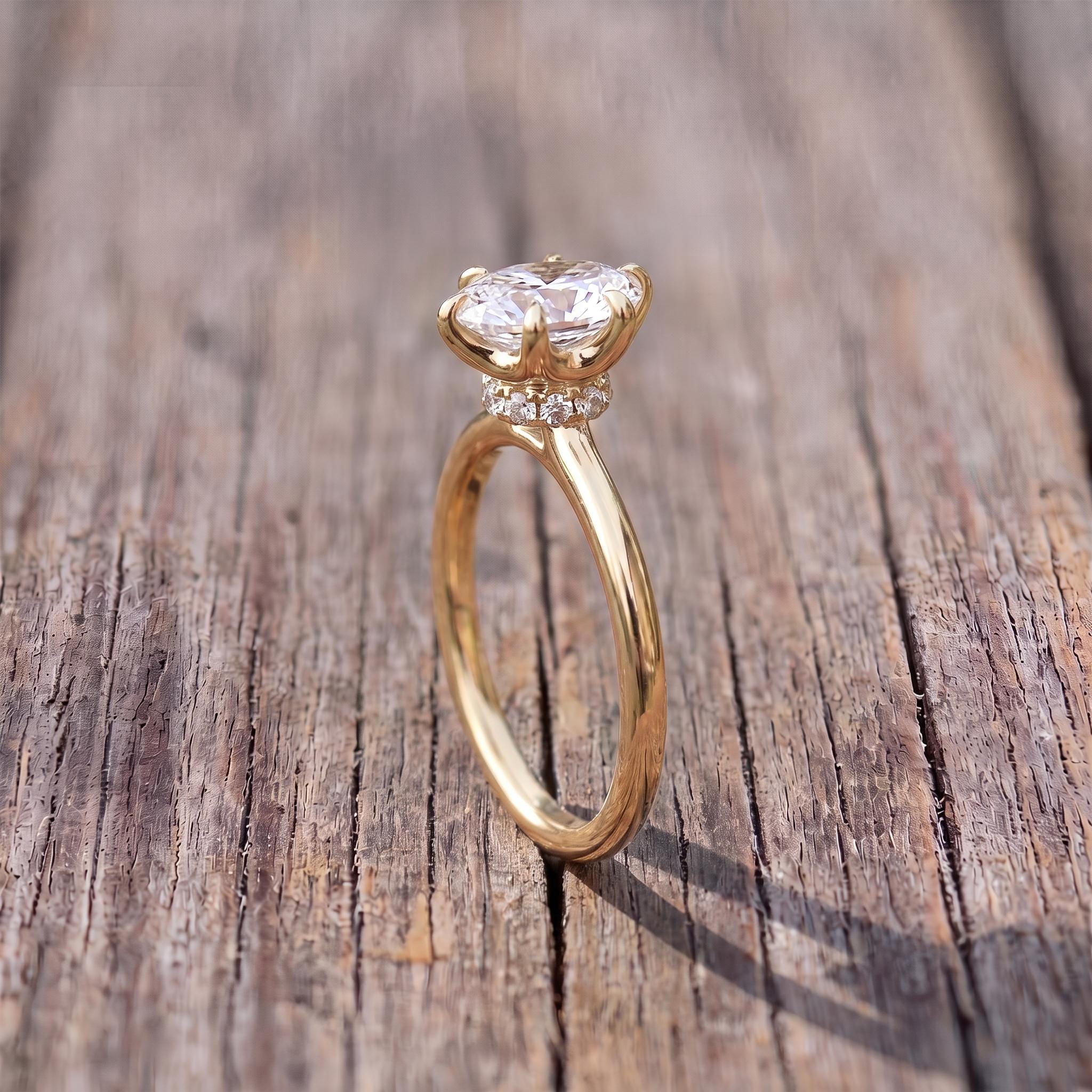 Elegant Oval Moissanite Engagement Ring | 14K Gold Solitaire Promise Ring | Classic Diamond Alternative Proposal Ring | Anniversary Gift
