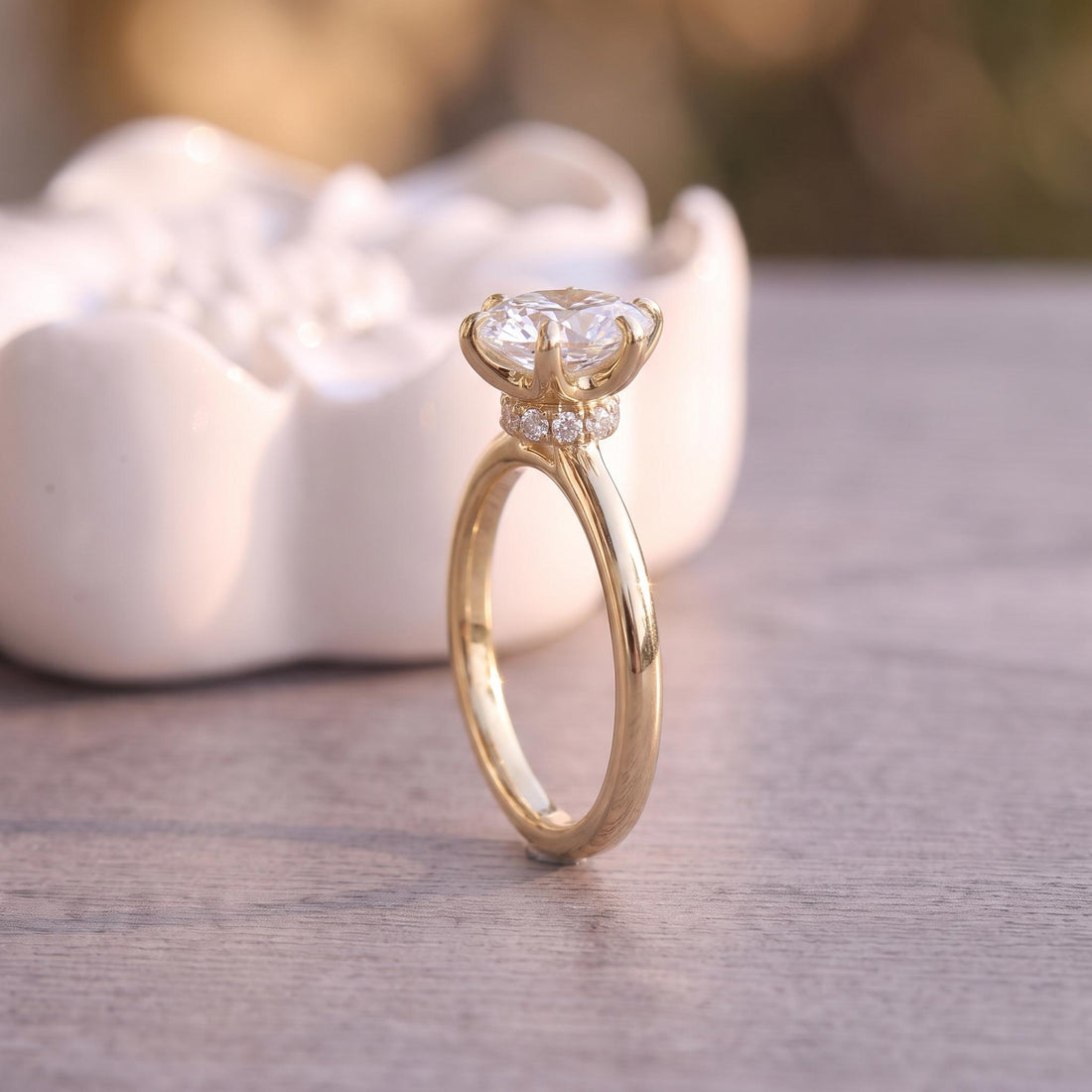 Elegant Oval Moissanite Engagement Ring | 14K Gold Solitaire Promise Ring | Classic Diamond Alternative Proposal Ring | Anniversary Gift