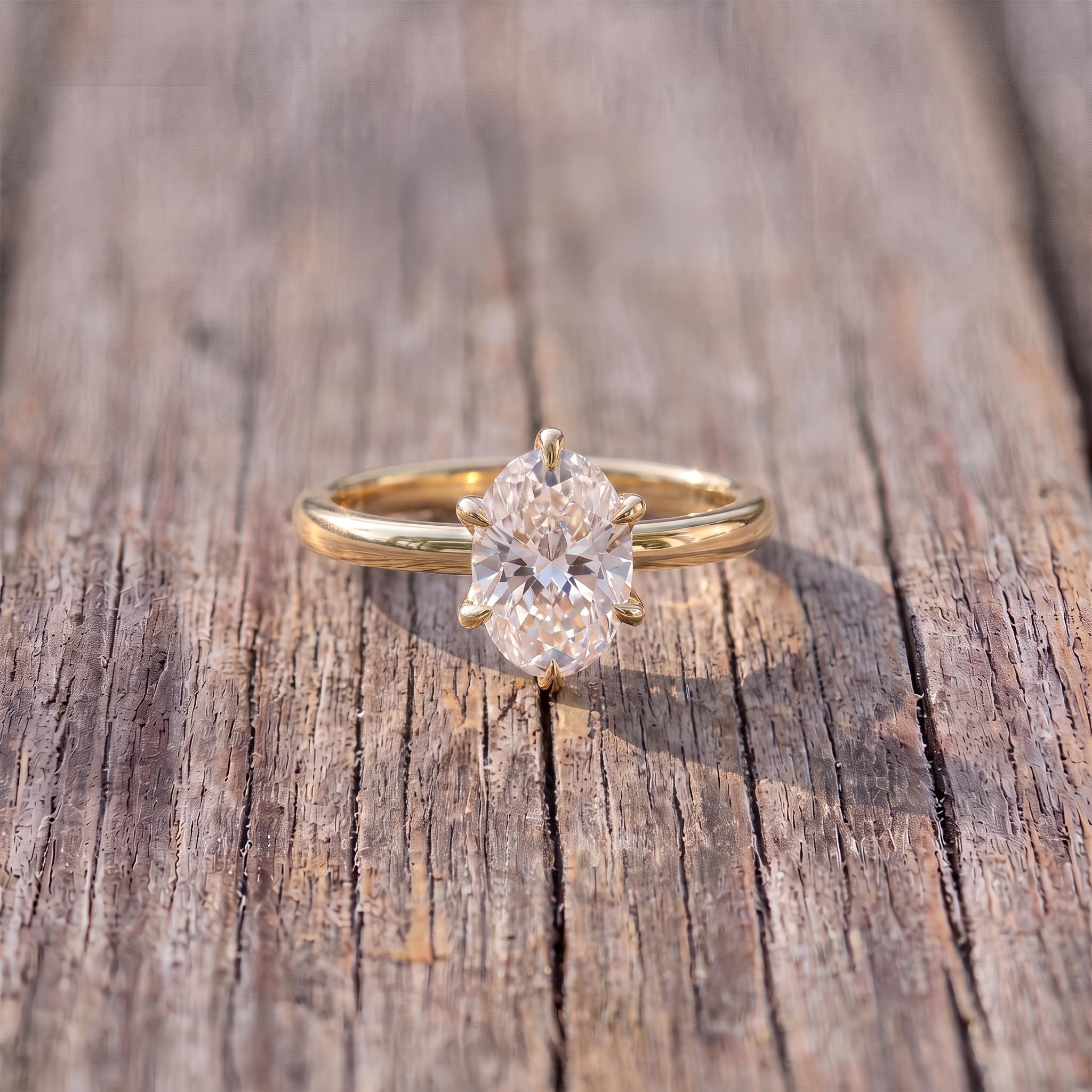 Elegant Oval Moissanite Engagement Ring | 14K Gold Solitaire Promise Ring | Classic Diamond Alternative Proposal Ring | Anniversary Gift