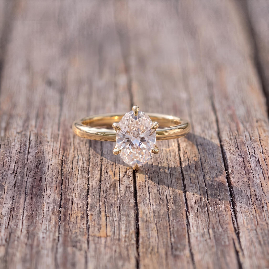 Elegant Oval Moissanite Engagement Ring | 14K Gold Solitaire Promise Ring | Classic Diamond Alternative Proposal Ring | Anniversary Gift