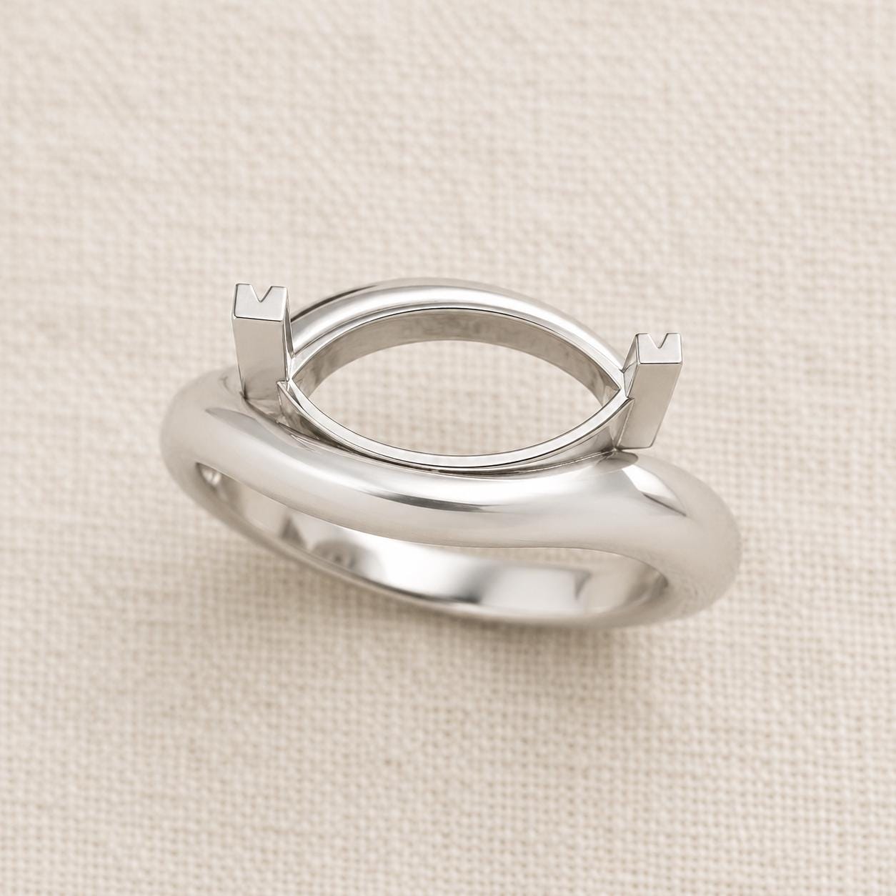 Marquise Semi Mount Ring Setting 10x5mm, 925 Sterling Silver East West Bypass Ring Mount, Empty Travel Ring Setting for DIY
