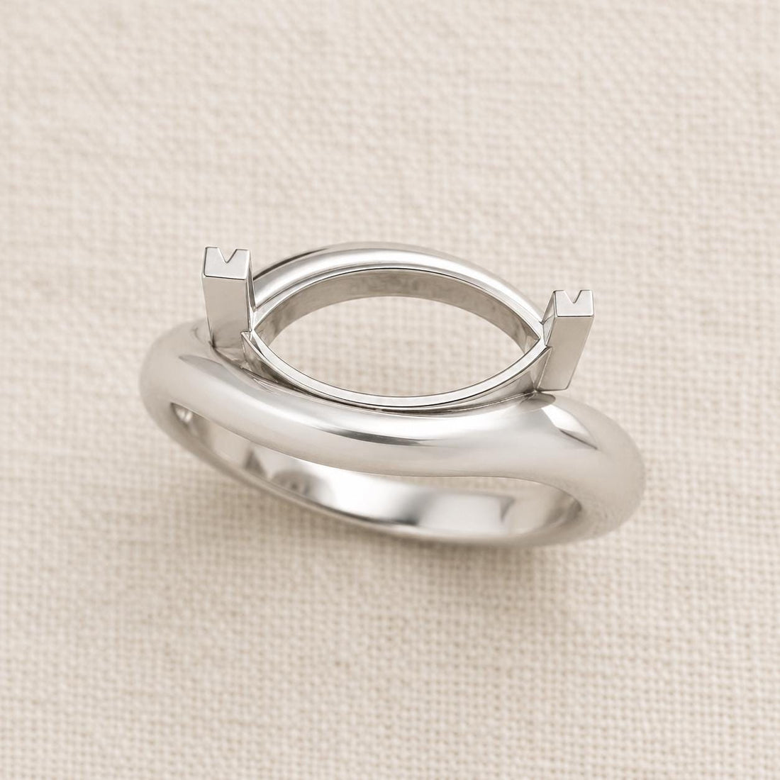 Marquise Semi Mount Ring Setting 10x5mm, 925 Sterling Silver East West Bypass Ring Mount, Empty Travel Ring Setting for DIY