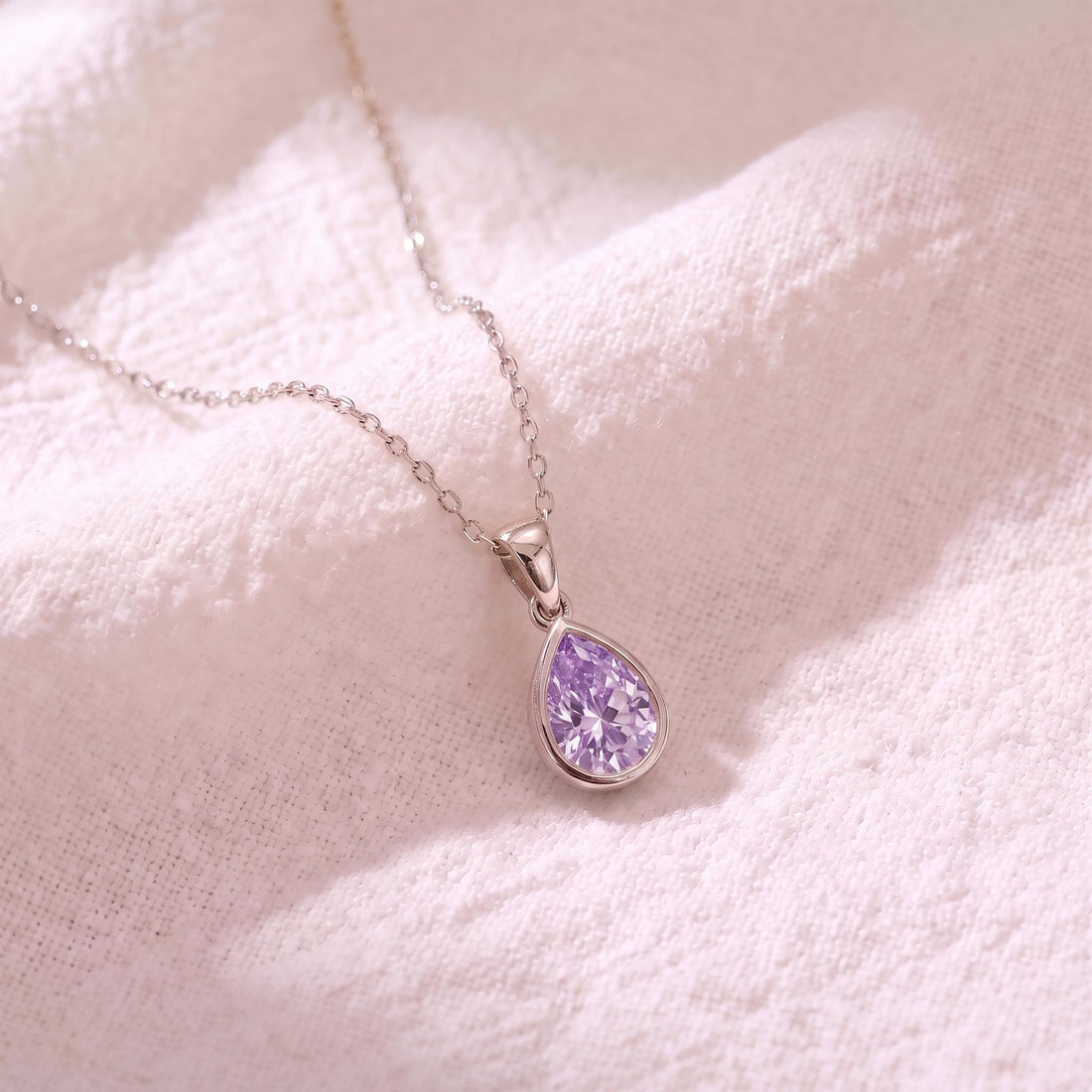 Lavender Amethyst Teardrop Necklace | 14K Gold Purple Pear Cut Pendant | Elegant Everyday Jewelry | Minimalist Gift for Her