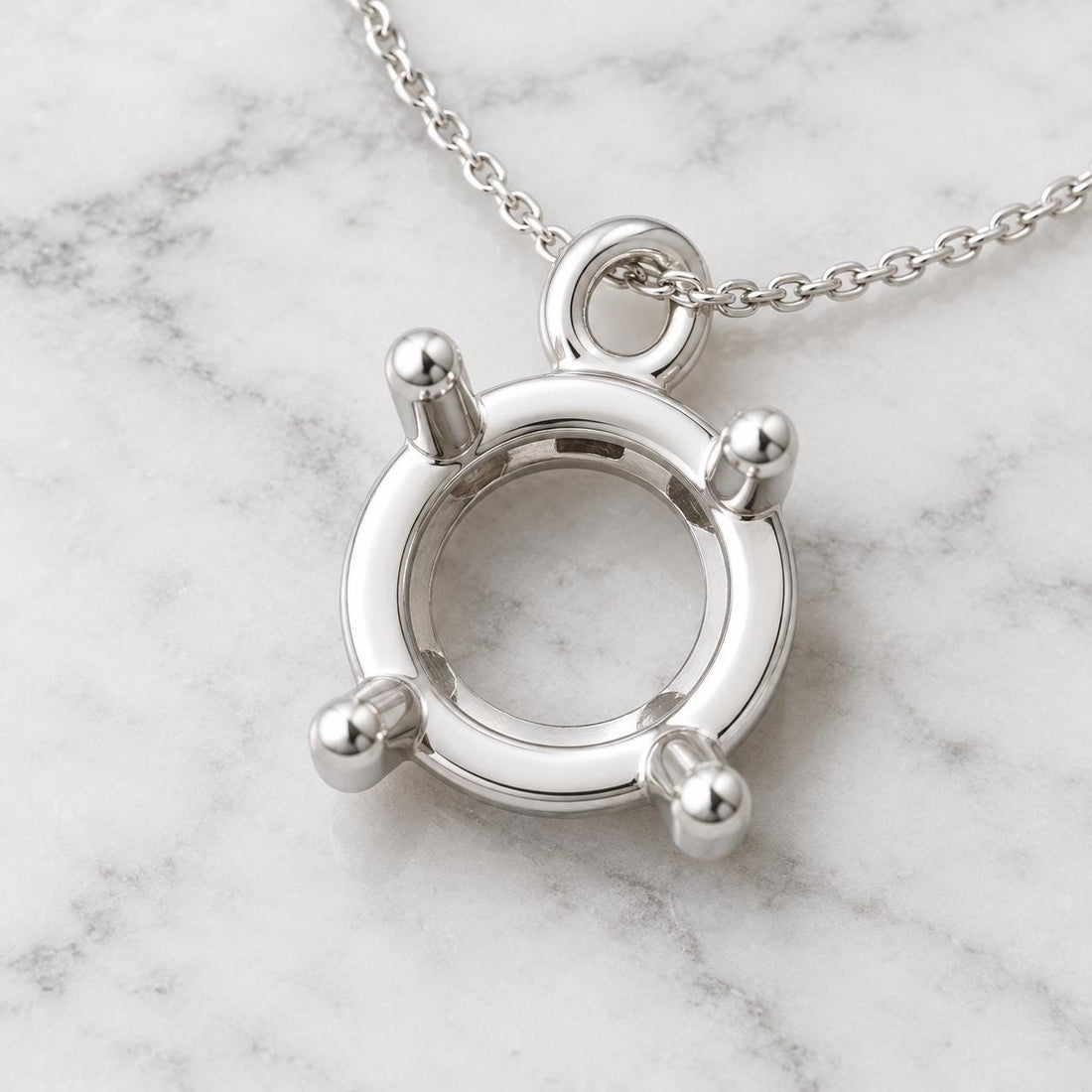 Blank Pendant Setting 7mm Round, 4 Prong Basket 925 Silver Semi Mount, Jump Ring Bail, Setting Only for DIY Necklace