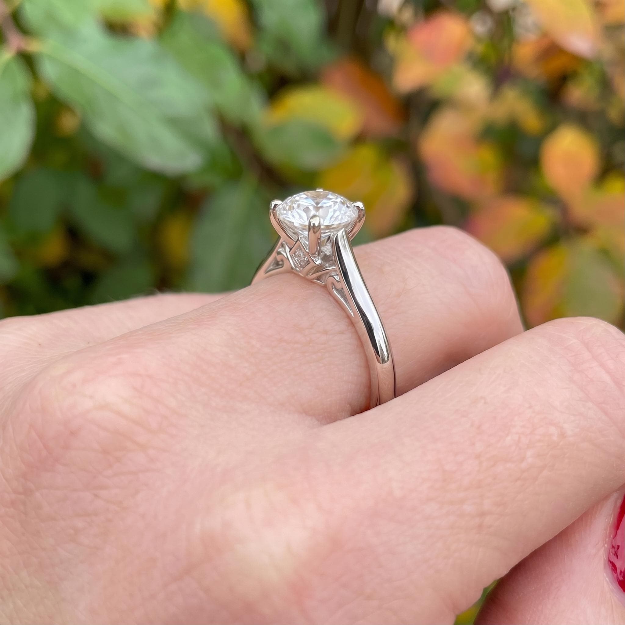 Classic Solitaire Diamond Engagement Ring | Brilliant Cut Diamond in Sterling Silver | Timeless Proposal Ring | Anniversary Gift