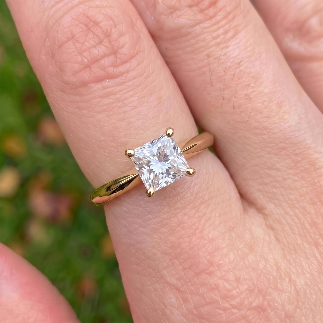 Sparkling Princess Cut Diamond Engagement Ring | Sterling Silver Solitaire with Unique Side Accents | Timeless Proposal Ring for Her