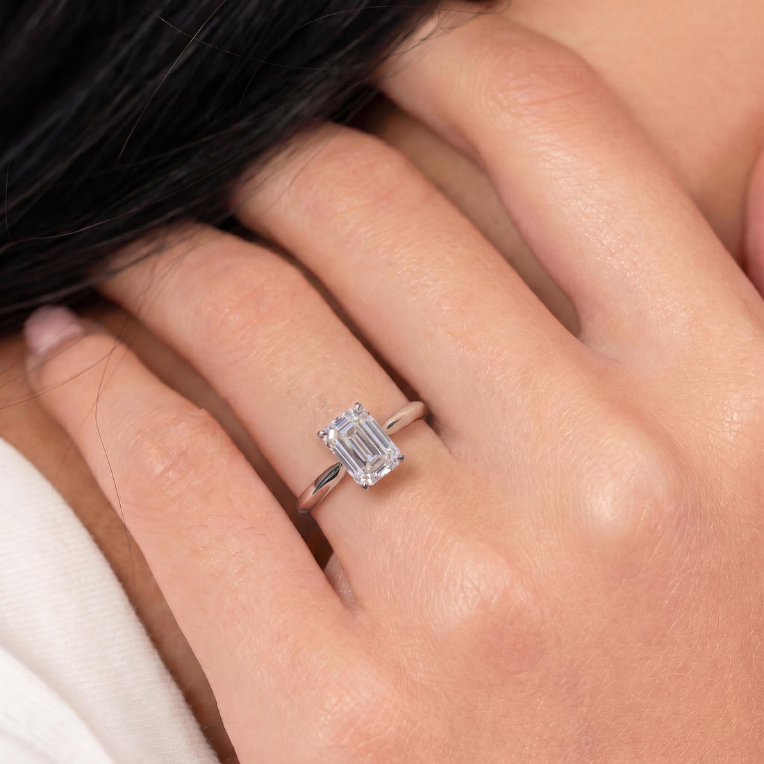 Elegant Emerald Cut Diamond Engagement Ring | Classic Solitaire Proposal Ring | 14K Gold Anniversary Gift for Her | Timeless Fine Jewelry
