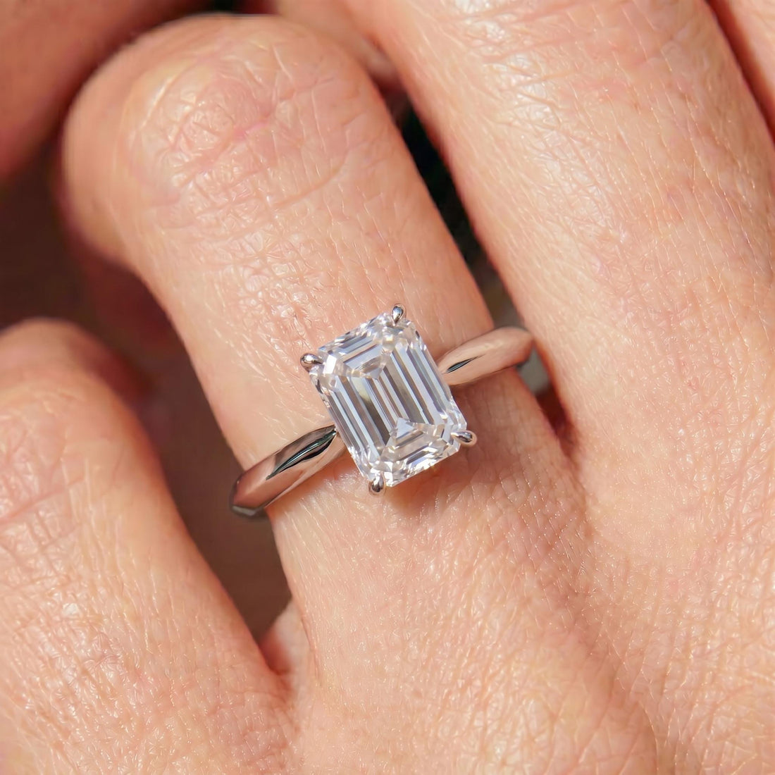 Elegant Emerald Cut Diamond Engagement Ring | Classic Solitaire Proposal Ring | 14K Gold Anniversary Gift for Her | Timeless Fine Jewelry
