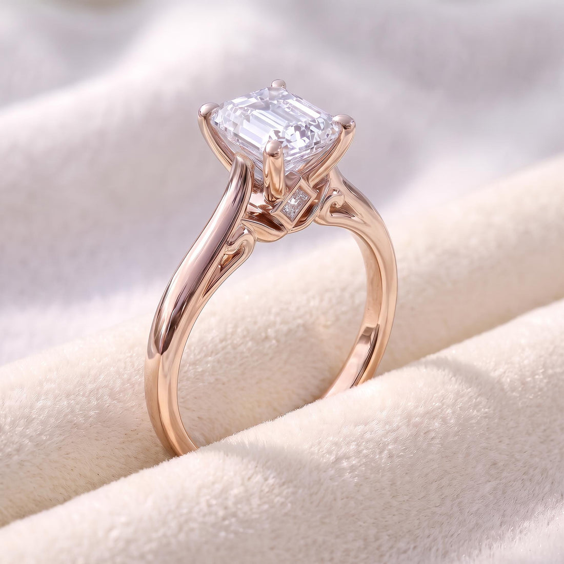 Elegant Emerald Cut Diamond Engagement Ring | Classic Solitaire Proposal Ring | 14K Gold Anniversary Gift for Her | Timeless Fine Jewelry