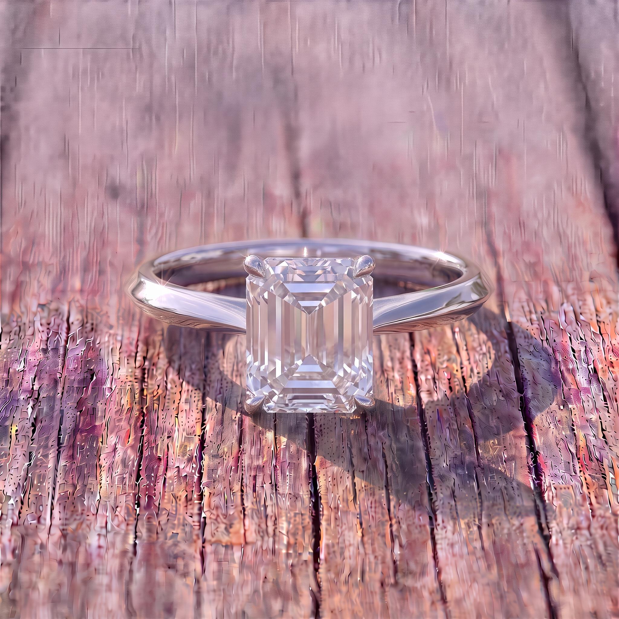 Elegant Emerald Cut Diamond Engagement Ring | Classic Solitaire Proposal Ring | 14K Gold Anniversary Gift for Her | Timeless Fine Jewelry