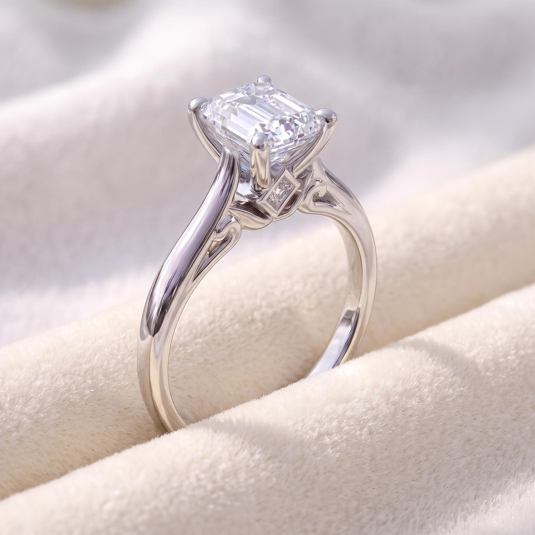 Elegant Emerald Cut Diamond Engagement Ring | Classic Solitaire Proposal Ring | 14K Gold Anniversary Gift for Her | Timeless Fine Jewelry