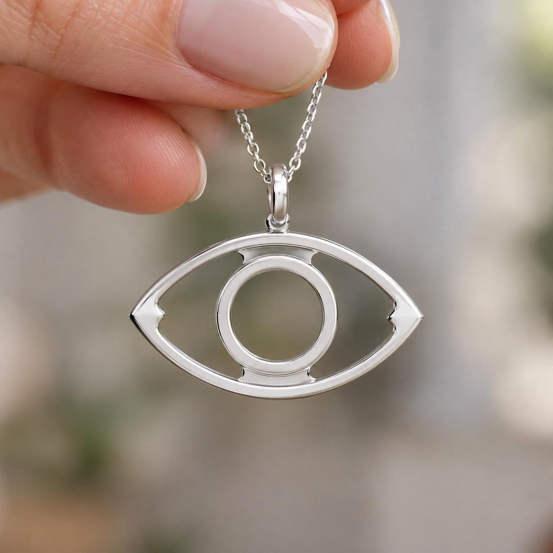 Evil Eye Pendant Setting, 925 Sterling Silver Open Eye Semi Mount with Round 5.5mm Center Seat, Empty Necklace Blank for DIY