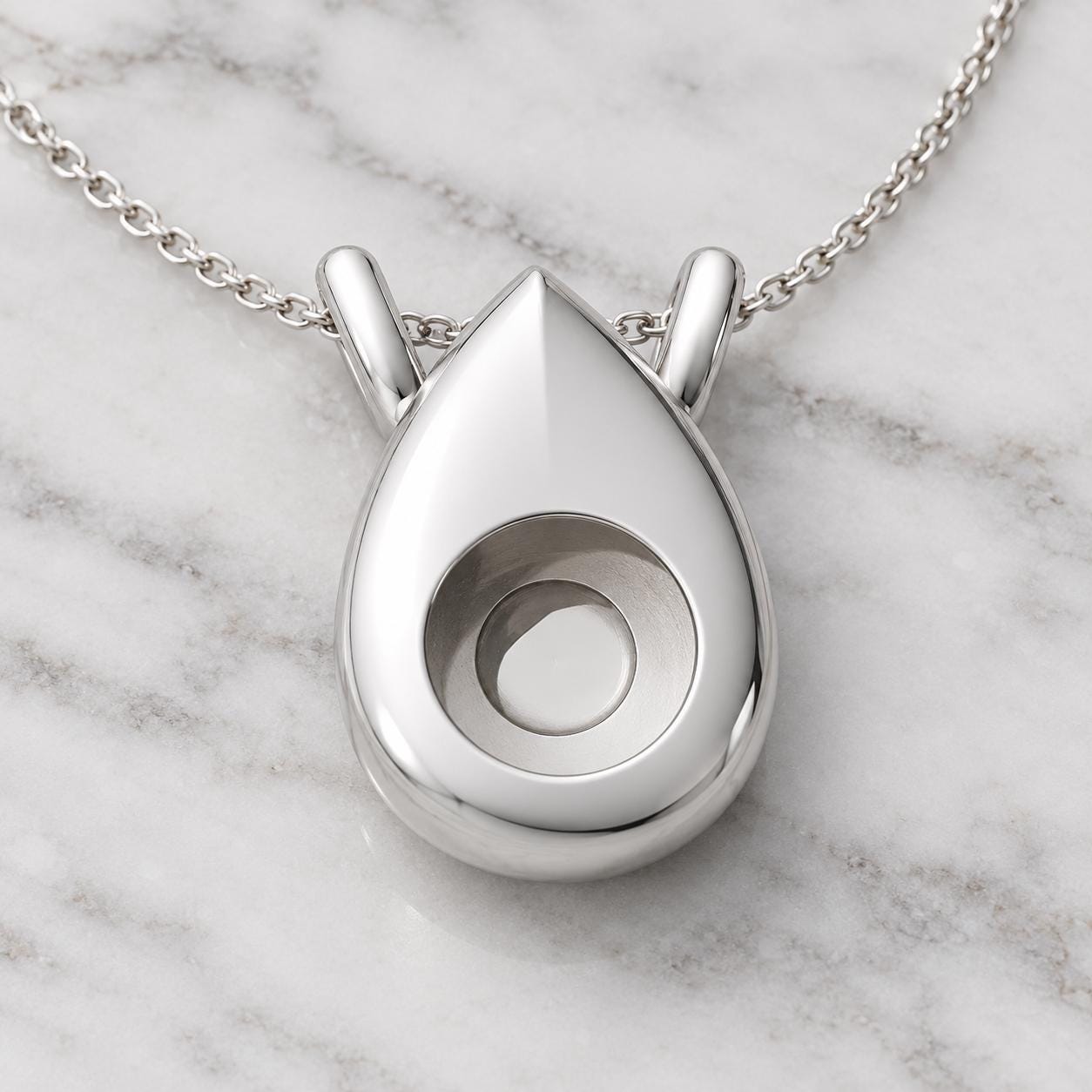 Teardrop Pendant Mount with 4mm Round Seat, Plain Domed 925 Sterling Silver Semi Mount, Two Chain Loops, Empty Pendant Setting for DIY