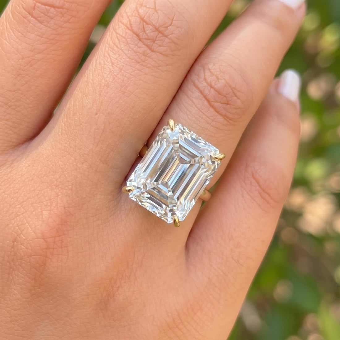 Brilliant Emerald Cut Diamond Simulant Ring | 14K Gold Solitaire Engagement Ring | Classic Rectangular Promise Ring for Her