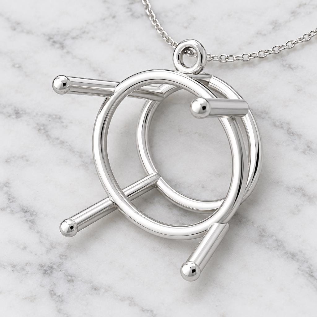 Wire Basket Pendant Mount about 15.4mm Outside, 4 Ball Tip Rods, Tiny Loop Bail, Empty 925 Sterling Silver Semi Mount for DIY Jewelers