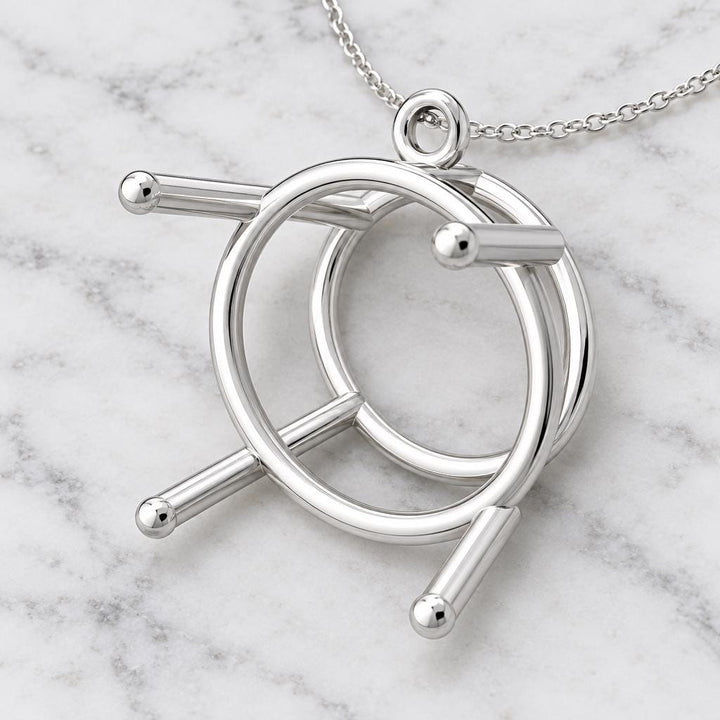 Wire Basket Pendant Mount about 15.4mm Outside, 4 Ball Tip Rods, Tiny Loop Bail, Empty 925 Sterling Silver Semi Mount for DIY Jewelers