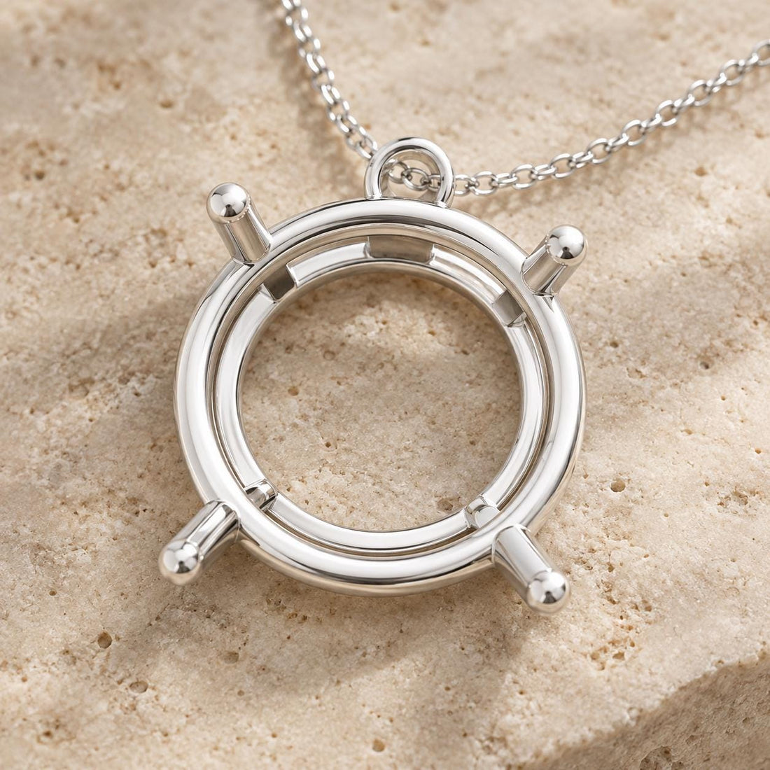 Wire Basket Pendant Mount about 15.4mm Outside, 4 Ball Tip Rods, Tiny Loop Bail, Empty 925 Sterling Silver Semi Mount for DIY Jewelers