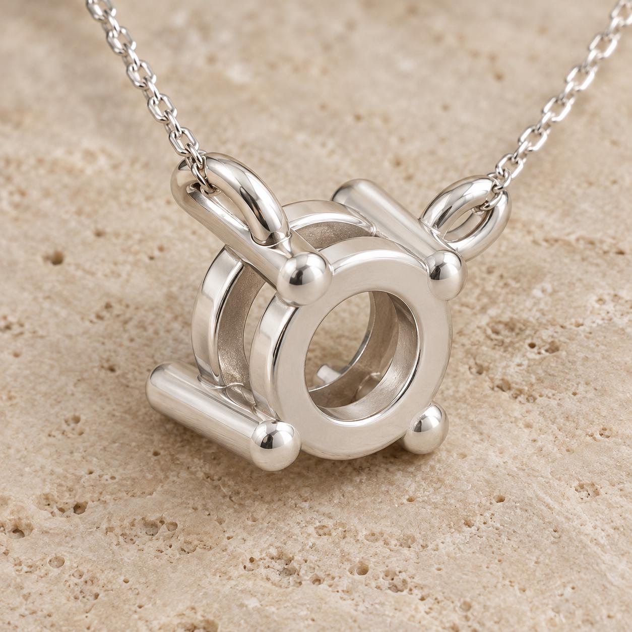 5mm Stepped Round Basket Pendant Mount, 4 Plain End Rods, Two Tilted Loop Bails, Blank 925 Sterling Silver Semi Mount Setting