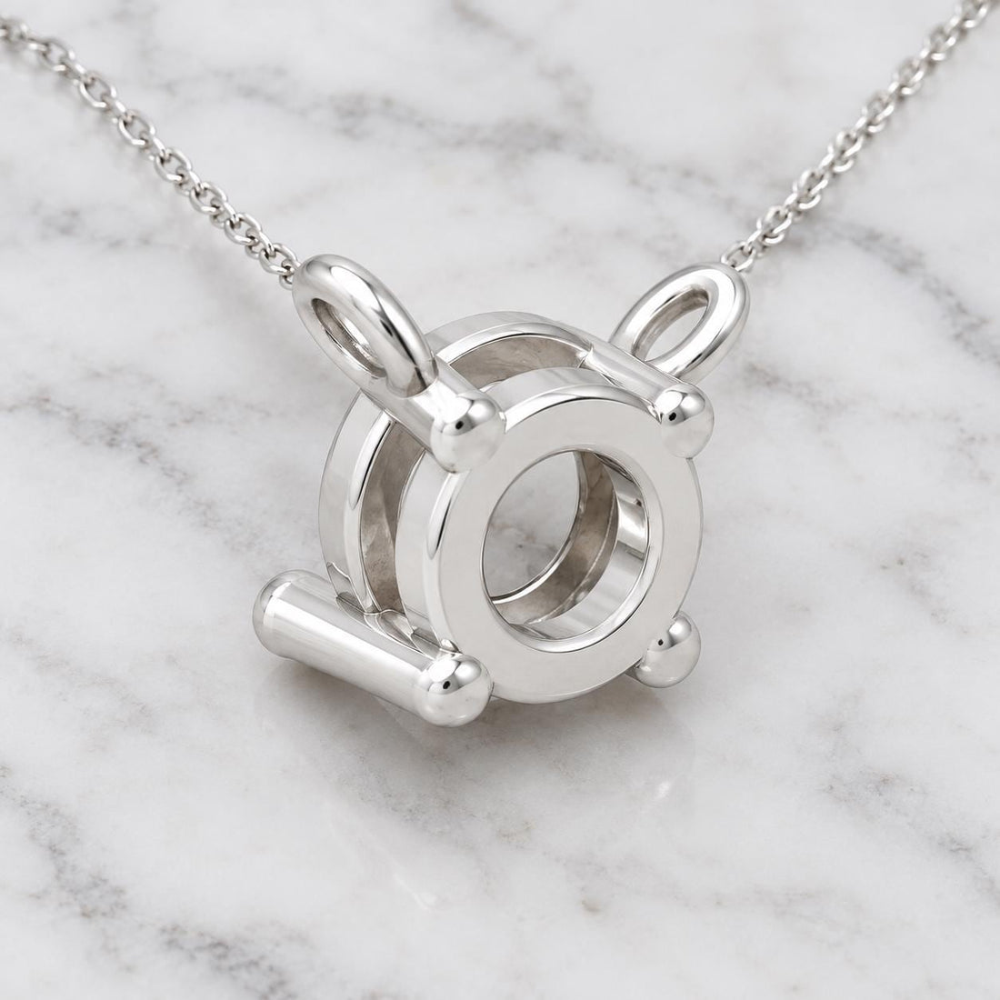5mm Stepped Round Basket Pendant Mount, 4 Plain End Rods, Two Tilted Loop Bails, Blank 925 Sterling Silver Semi Mount Setting