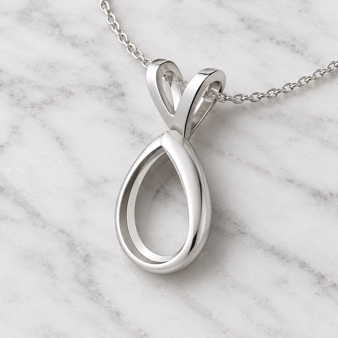 Plain Pear Frame Pendant for 7x10mm Pear, 9.2x13mm Outside, Open Back Teardrop Semi Mount, 925 Sterling Silver, V Strap Bail