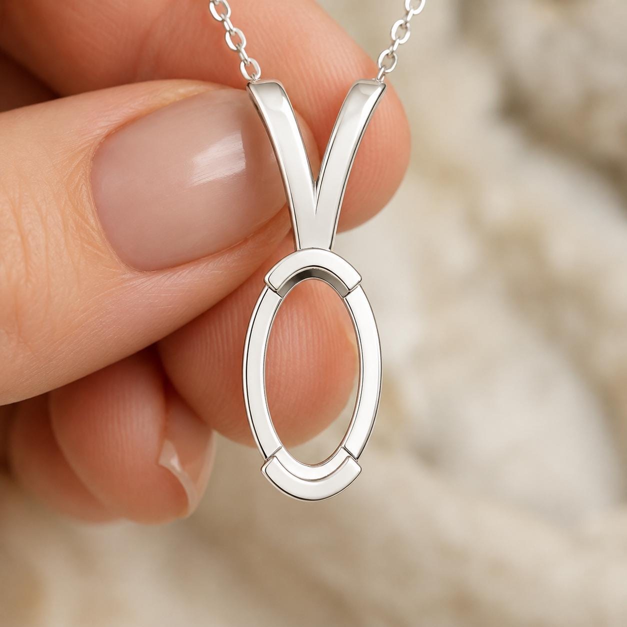 Tiny Oval Bezel Pendant Setting 5x3mm, Notched Wall, V Looped Bail, Small 925 Sterling Silver Semi Mount, Empty Blank Pendant Mount