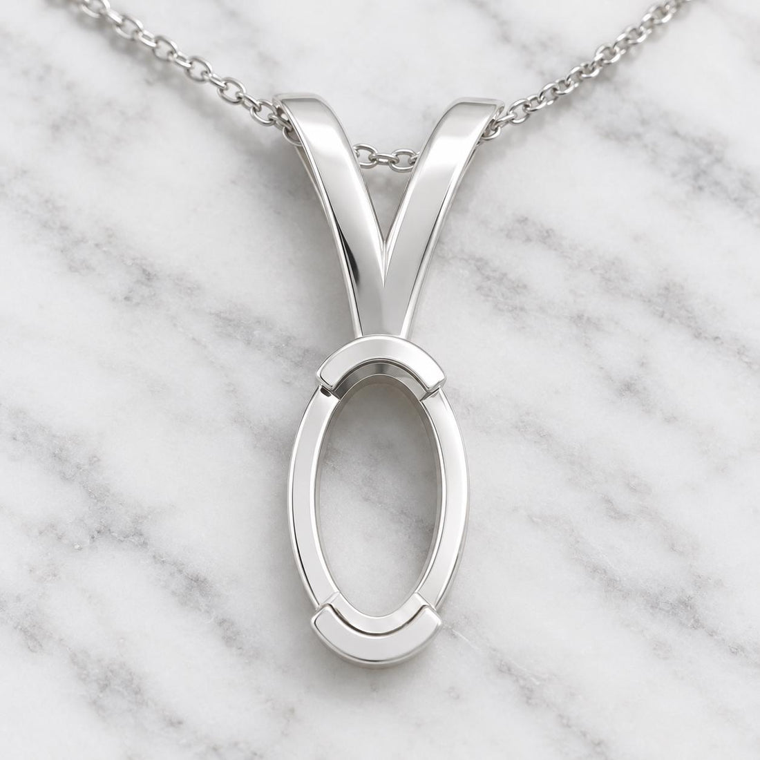 Tiny Oval Bezel Pendant Setting 5x3mm, Notched Wall, V Looped Bail, Small 925 Sterling Silver Semi Mount, Empty Blank Pendant Mount