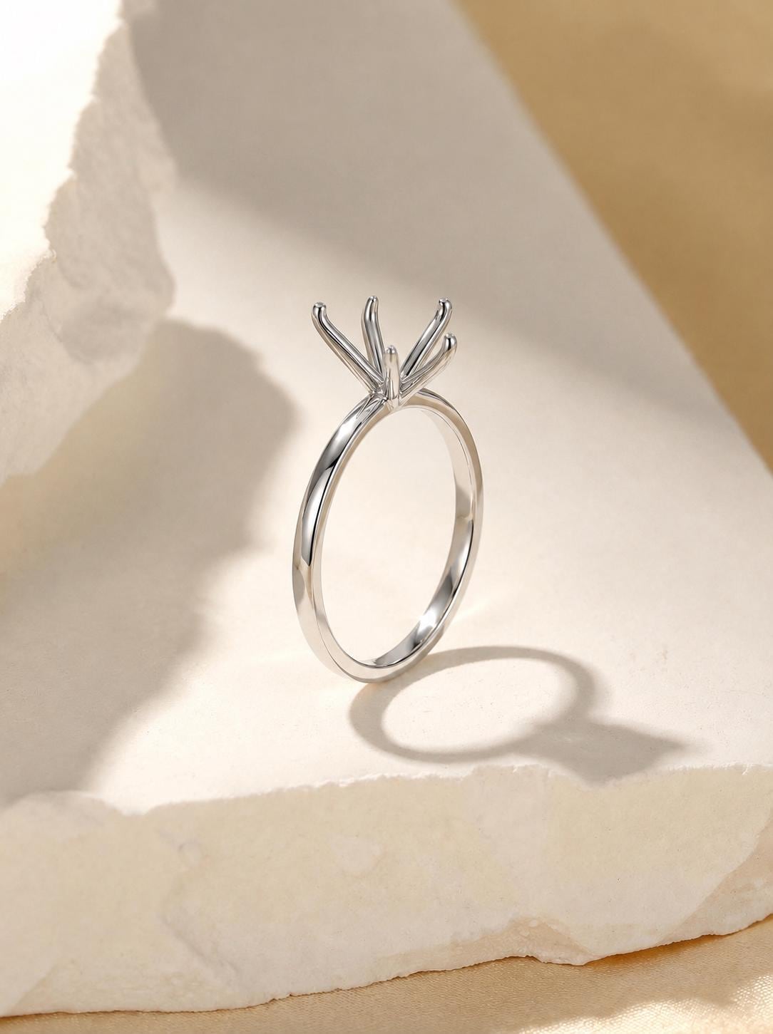 Marquise Semi Mount Ring Setting 8x4 to 15x7.5mm, 925 Sterling Silver Solitaire Ring Mount, 6 Prong Empty Ring Setting for DIY