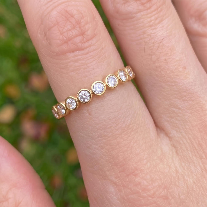 2.5mm Bezel-Set Eternity Ring, 14K Gold Diamond Stacking Band | Anniversary Wedding Ring | Promise Ring Gift for Her