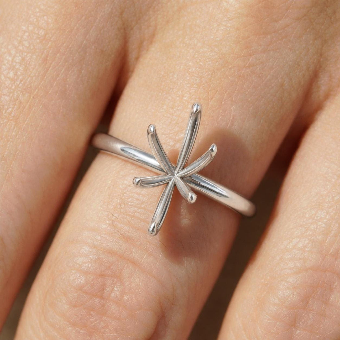 Marquise Semi Mount Ring Setting 8x4 to 15x7.5mm, 925 Sterling Silver Solitaire Ring Mount, 6 Prong Empty Ring Setting for DIY