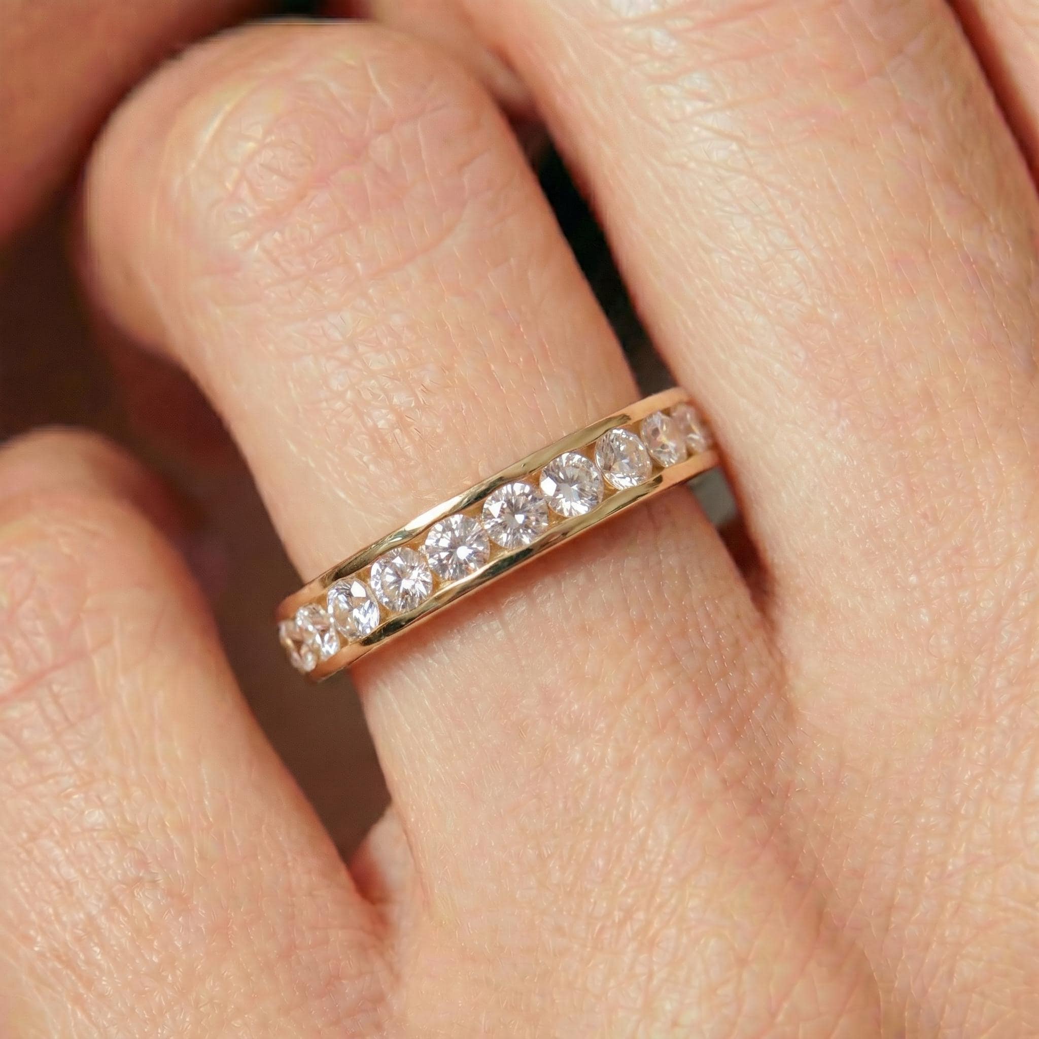 2.5MM Channel Set Eternity Band | Stackable Wedding Ring | Anniversary Gift for Her | Brilliant Diamond Simulant Full Circle Ring