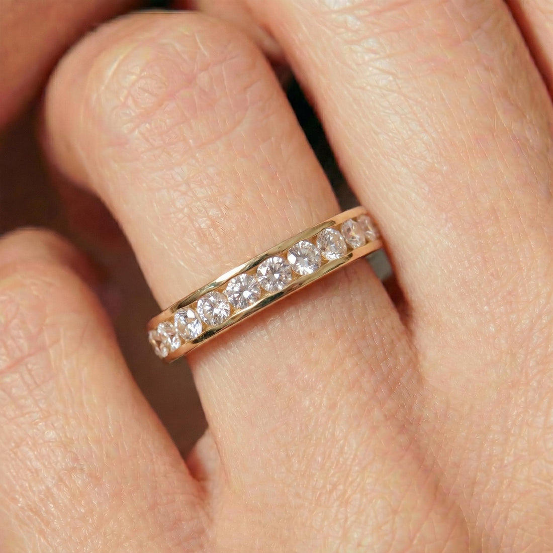 2.5MM Channel Set Eternity Band | Stackable Wedding Ring | Anniversary Gift for Her | Brilliant Diamond Simulant Full Circle Ring