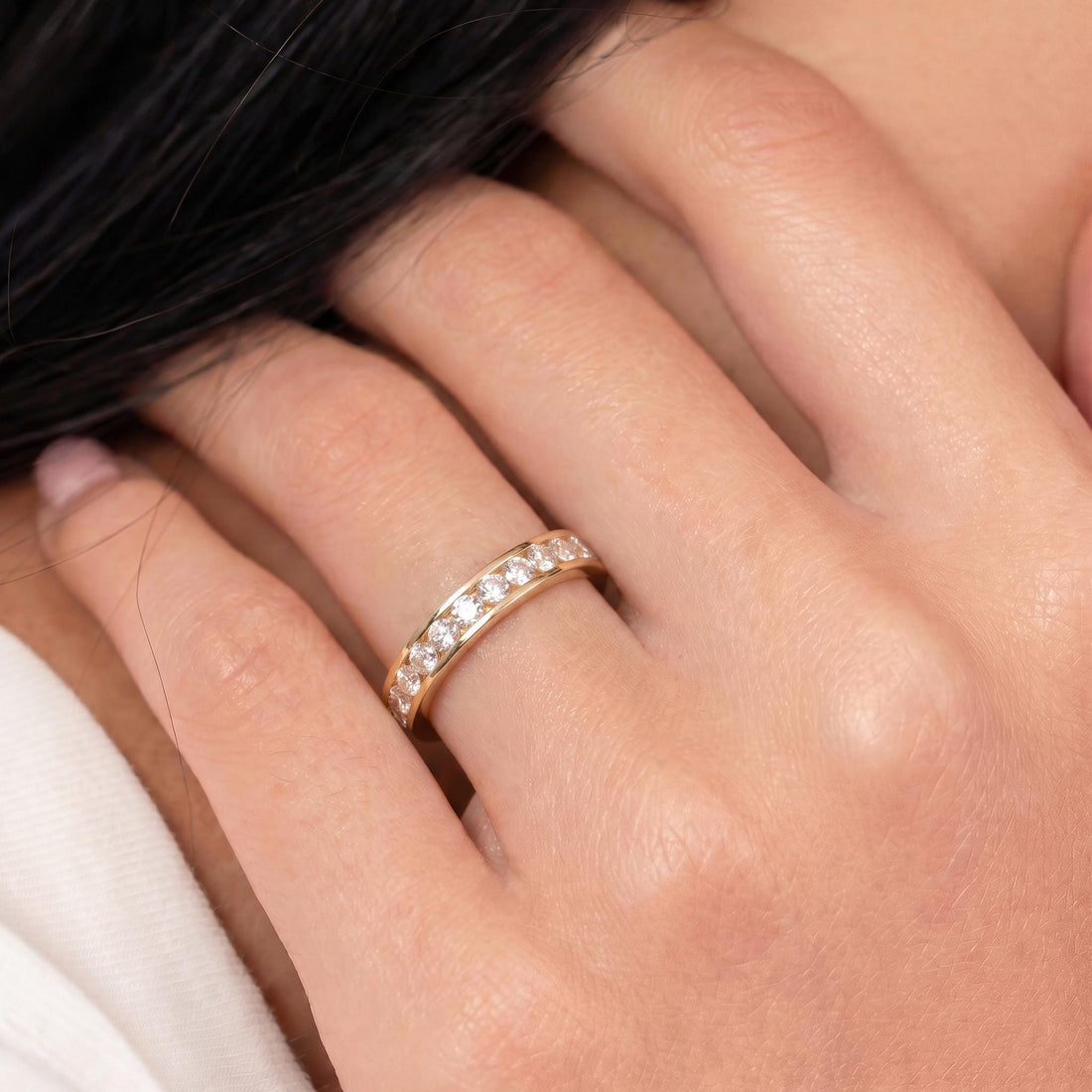 2.5MM Channel Set Eternity Band | Stackable Wedding Ring | Anniversary Gift for Her | Brilliant Diamond Simulant Full Circle Ring