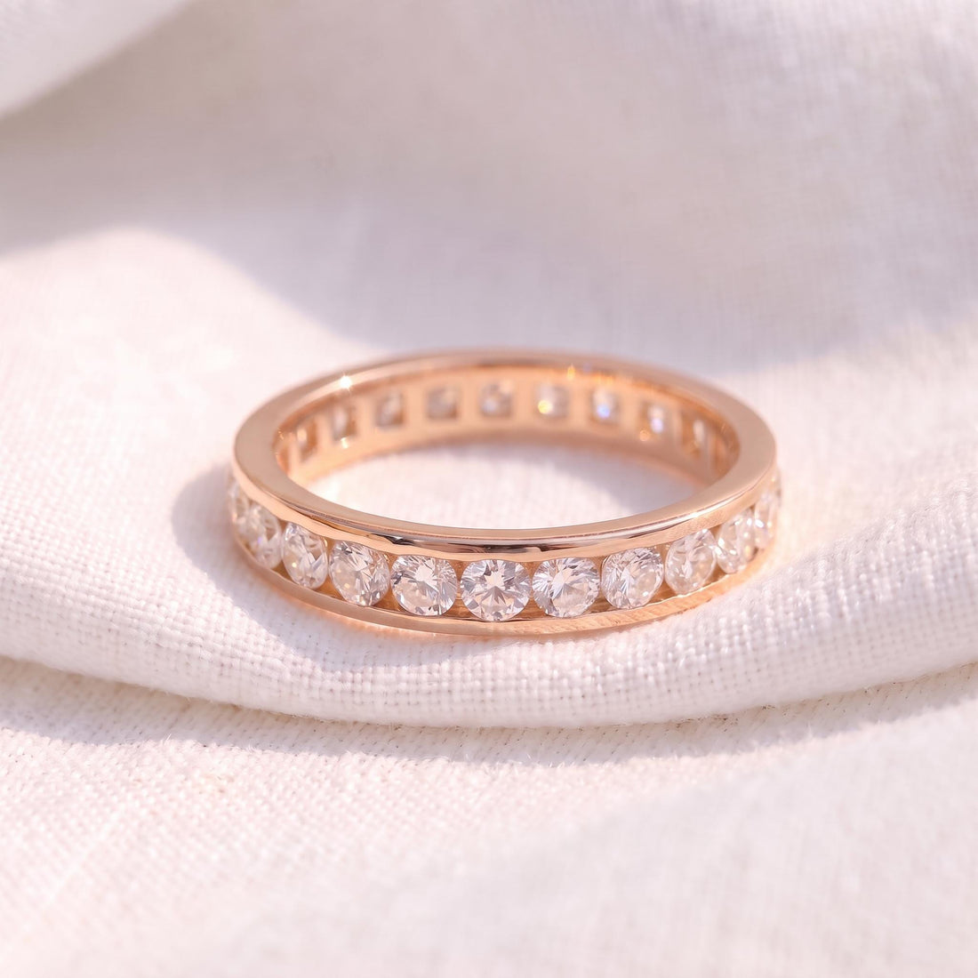 2.5MM Channel Set Eternity Band | Stackable Wedding Ring | Anniversary Gift for Her | Brilliant Diamond Simulant Full Circle Ring