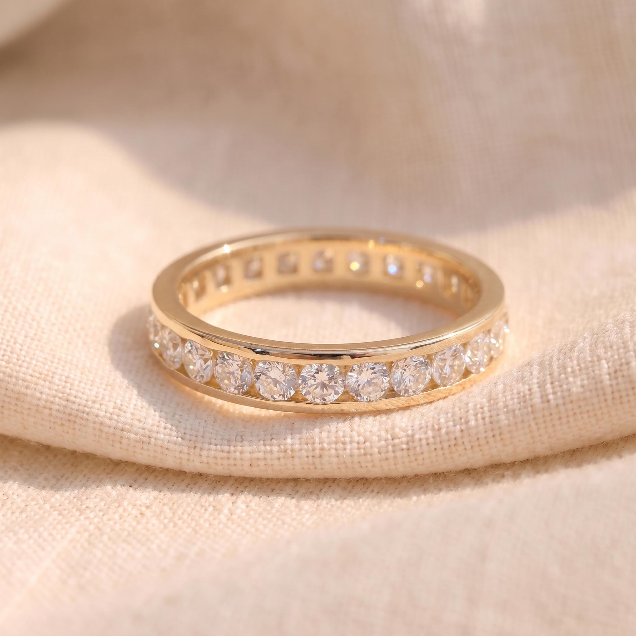 2.5MM Channel Set Eternity Band | Stackable Wedding Ring | Anniversary Gift for Her | Brilliant Diamond Simulant Full Circle Ring