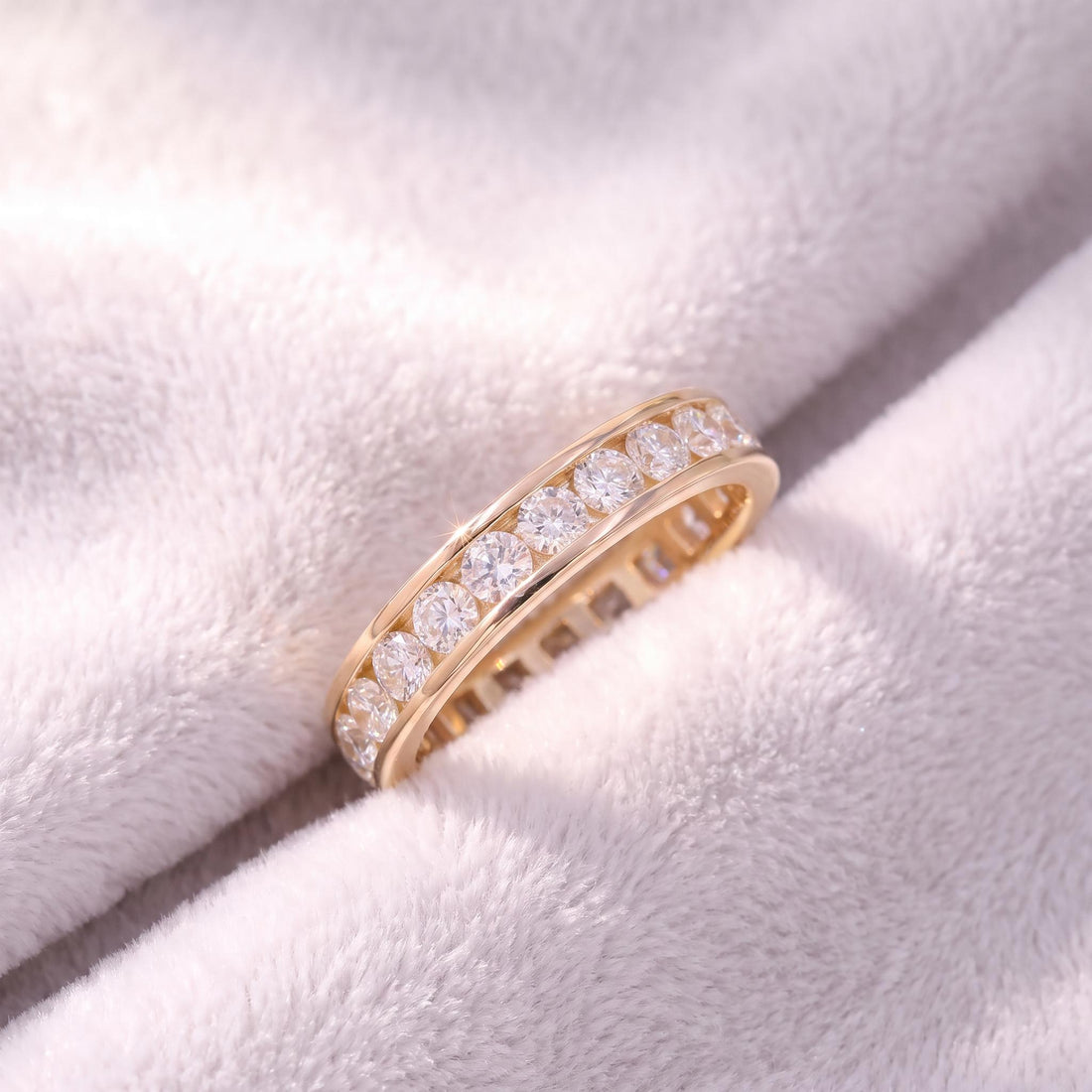 2.5MM Channel Set Eternity Band | Stackable Wedding Ring | Anniversary Gift for Her | Brilliant Diamond Simulant Full Circle Ring