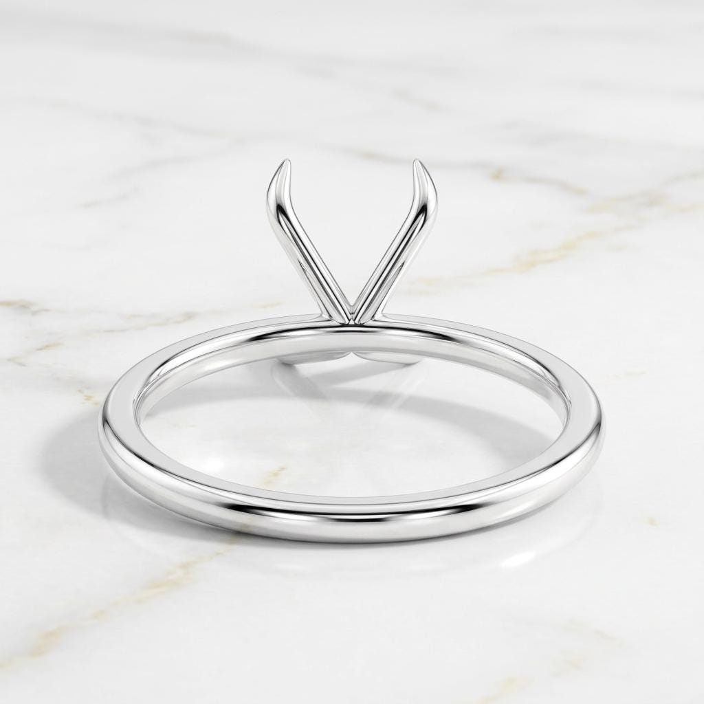 925 Sterling Silver Round Ring Mount 6.5 to 8mm, 4-Prong Solitaire Semi Mount, DIY Engagement Ring Base, Setting Only