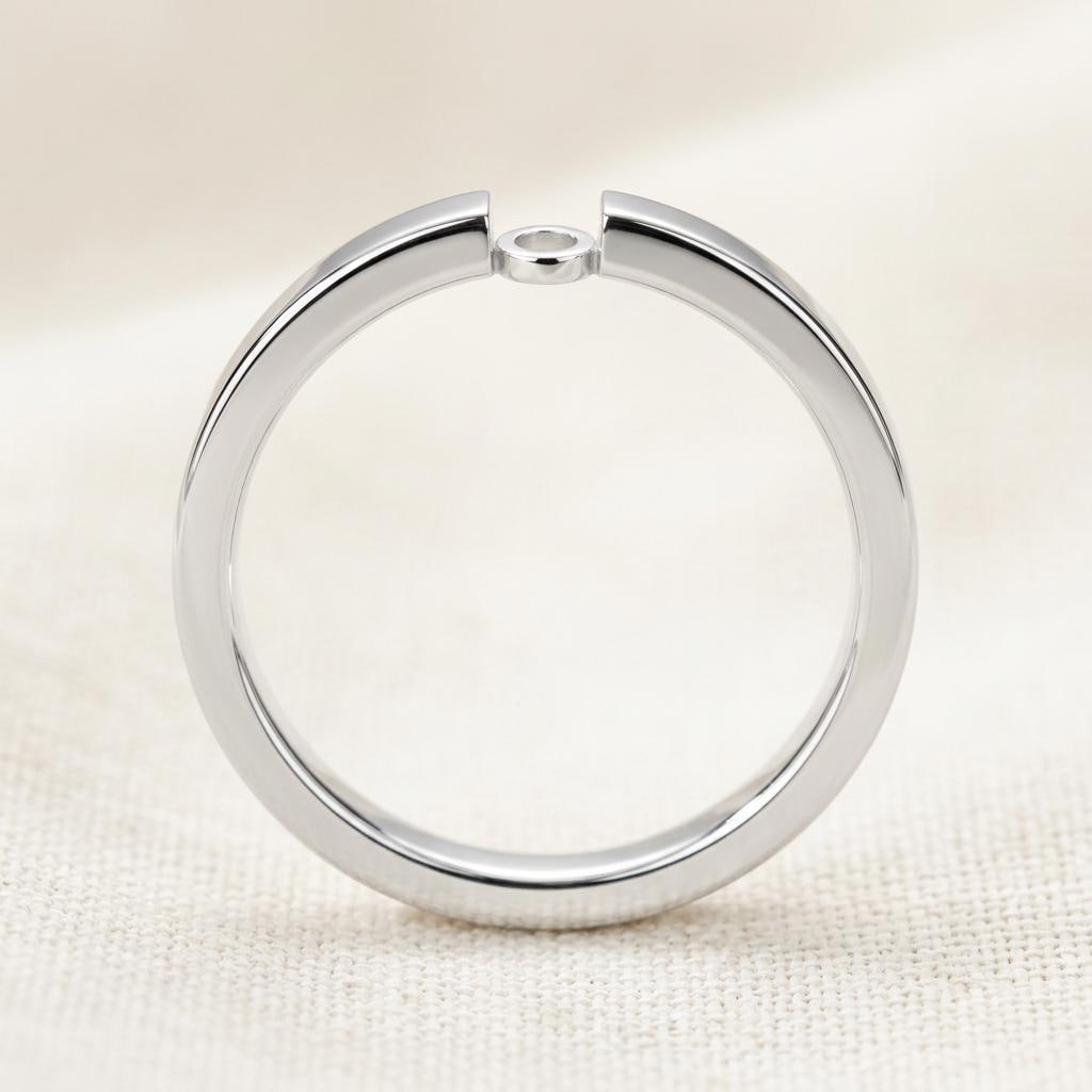 Round Semi Mount Ring Setting 3mm, 925 Sterling Silver Tension Style Ring Mount, Minimalist Empty Ring Setting for DIY